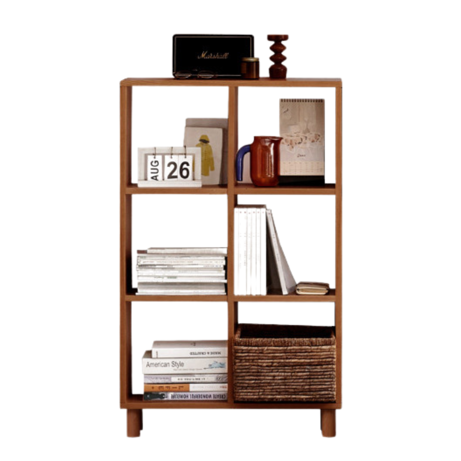 27.6x9.1x44.9 inch / 70x23x114 сm / Walnut color / Beech Bookshelf short