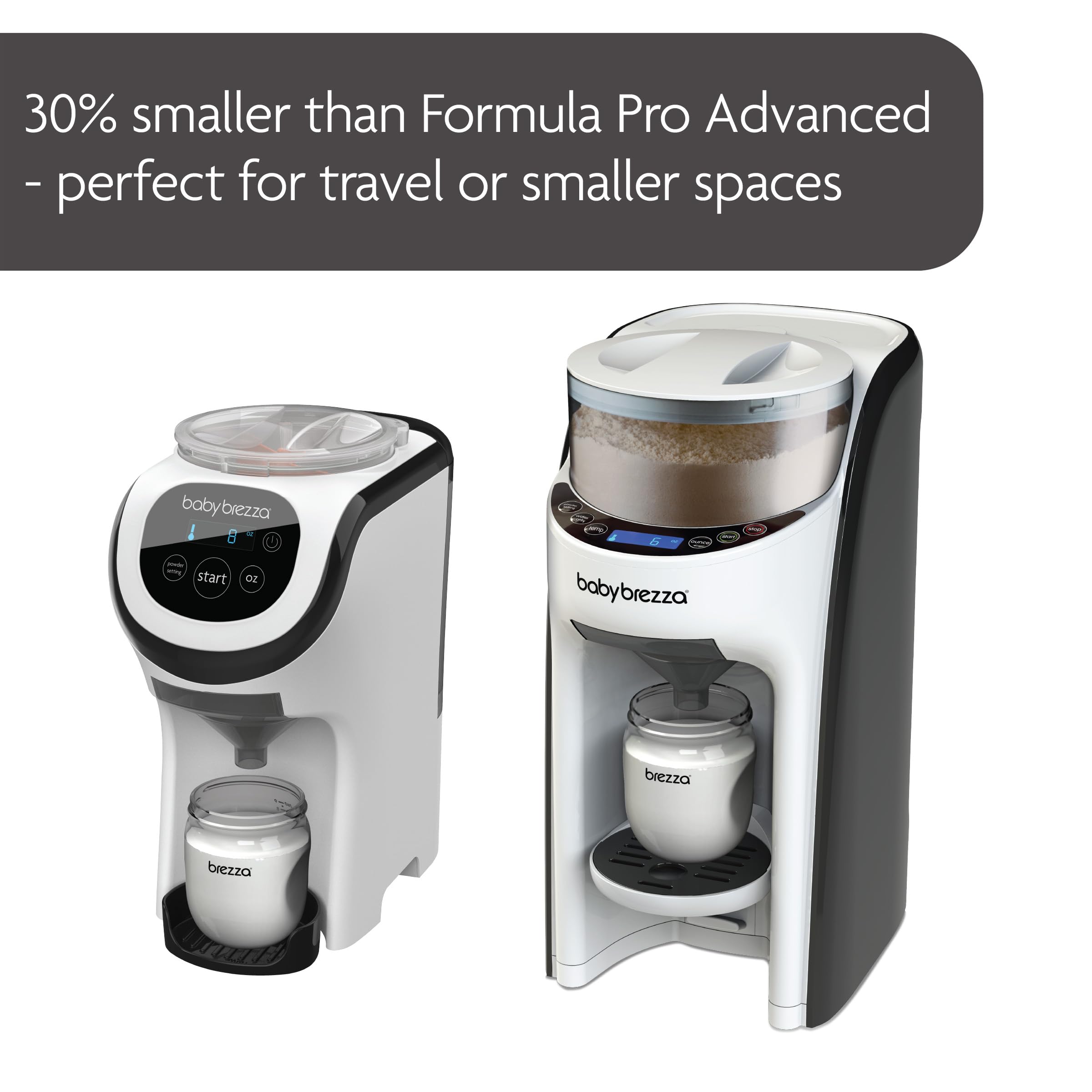 Baby Brezza Formula Pro Mini Portable Baby Formula Mixer Machine - Compact & Travel-Friendly for Small Spaces - Perfect Bottle Maker for Infants On The Go (White) - Ideal for Home, Travel, Daycare & Quick Feeding