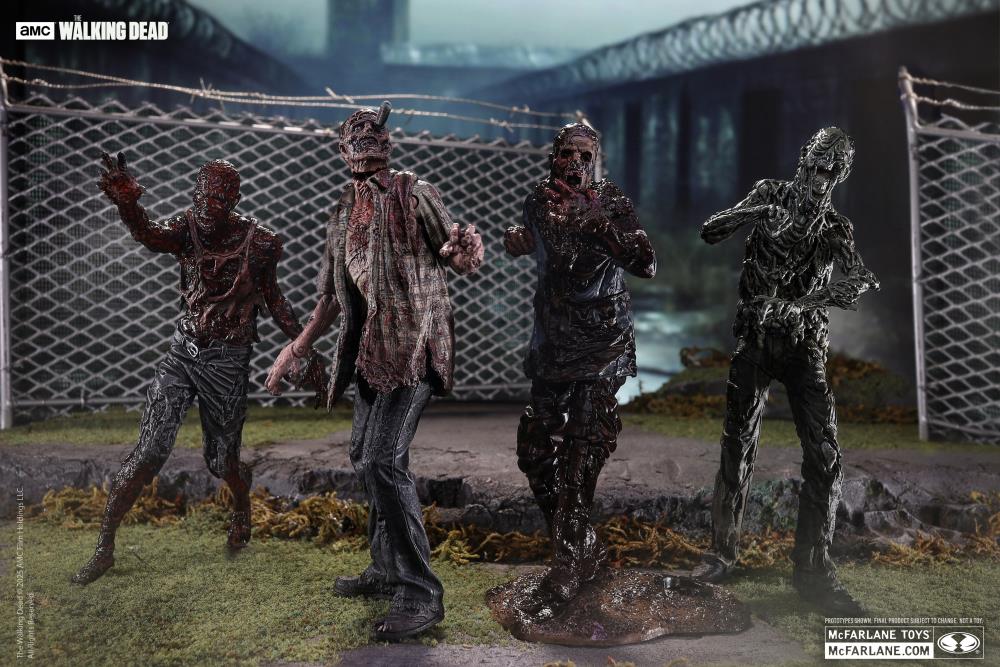 The Walking Dead TV Series Walker Zombie Action Figures 4-Pack - Collectible Horror Decor for Fans & Gift Ideas
