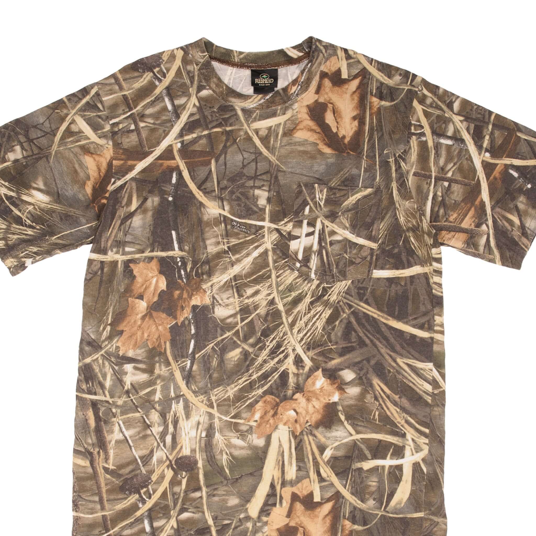 Vintage Hunting Advantage Max 4 HD Camo Pocket T-Shirt - 2000s Retro Style - Large Size - Perfect for Outdoor Adventures, Hunting Trips & Casual Wear