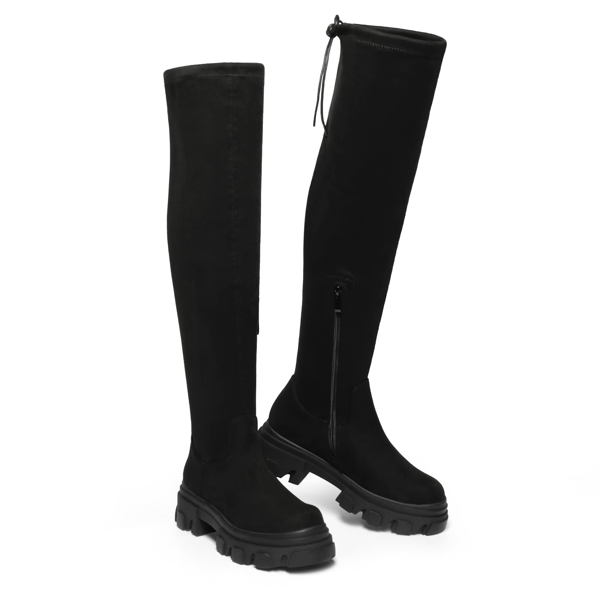 DREAM PAIRS Women's Over The Knee Thigh High Boots - Stretchy Platform Boots with Chunky Lug Sole for Fall & Winter | Perfect for Casual Outfits, Date Nights & Cold Weather Fashion