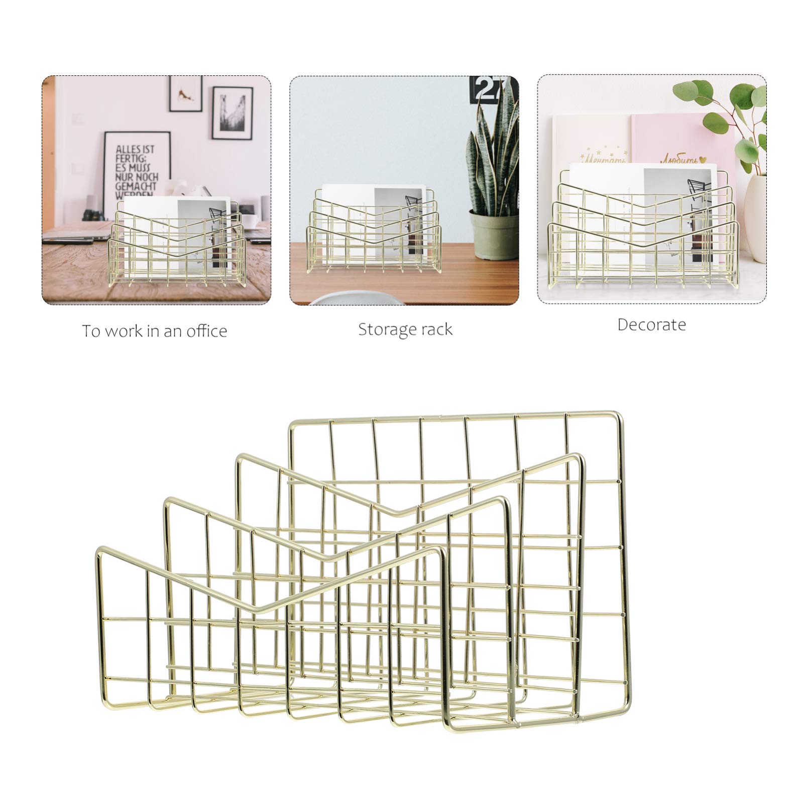 Hemoton Metal File Storage Rack - Multipurpose Book Shelf, Mail Sorter & Organization Holder for Office, Home, Dorm - Sturdy Space-Saving Storage Solution for Documents, Books, Magazines and Mail