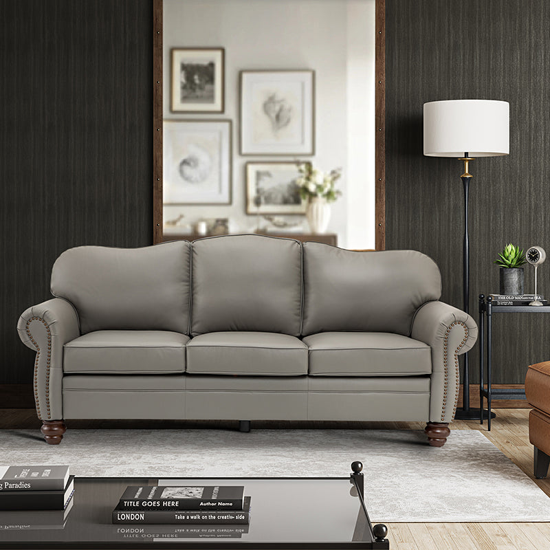 Flavio 81 Genuine Leather Sofa - Premium Full Grain Leather Couch for Living Room, Lounge & Office - Comfortable Modern Sectional Sofa with Sturdy Wood Frame