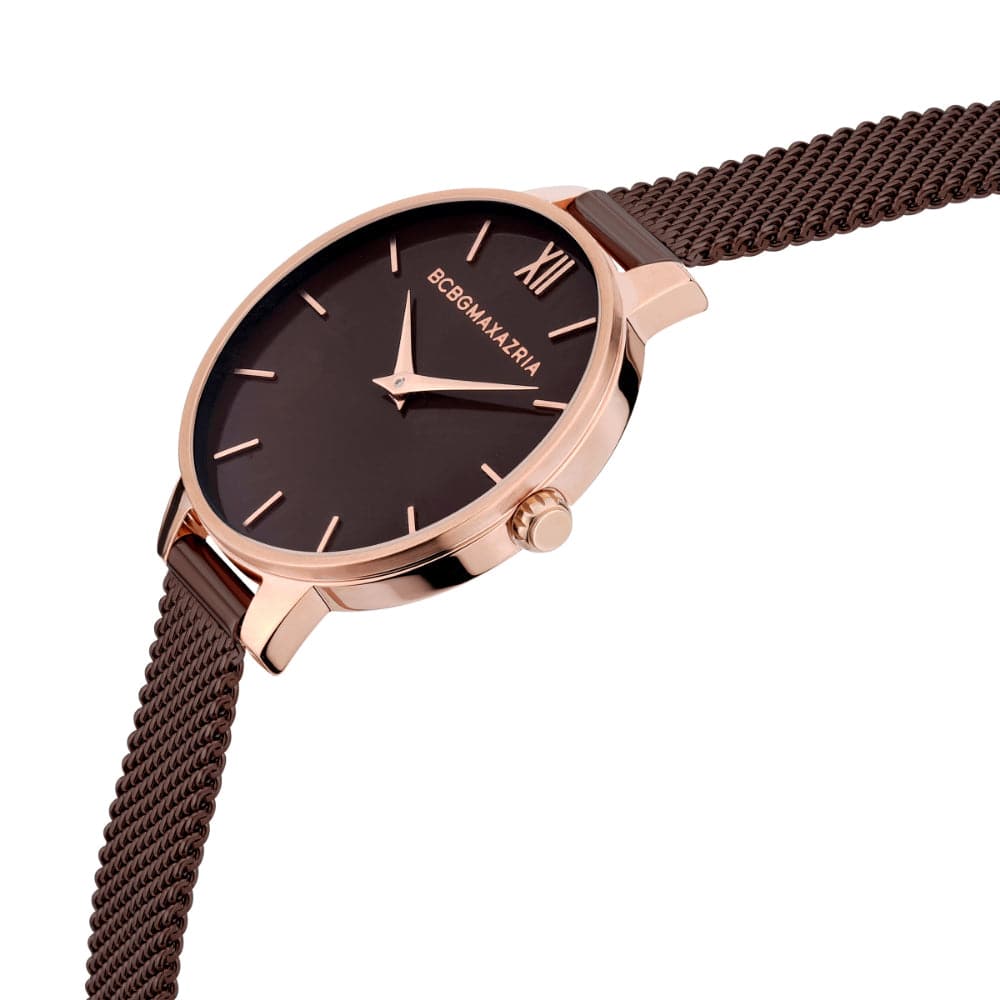 BCBGMAXAZRIA BAWLG2133402 Women's Brown Mesh Strap Watch - Elegant Fashion Accessory for Everyday Wear & Special Occasions