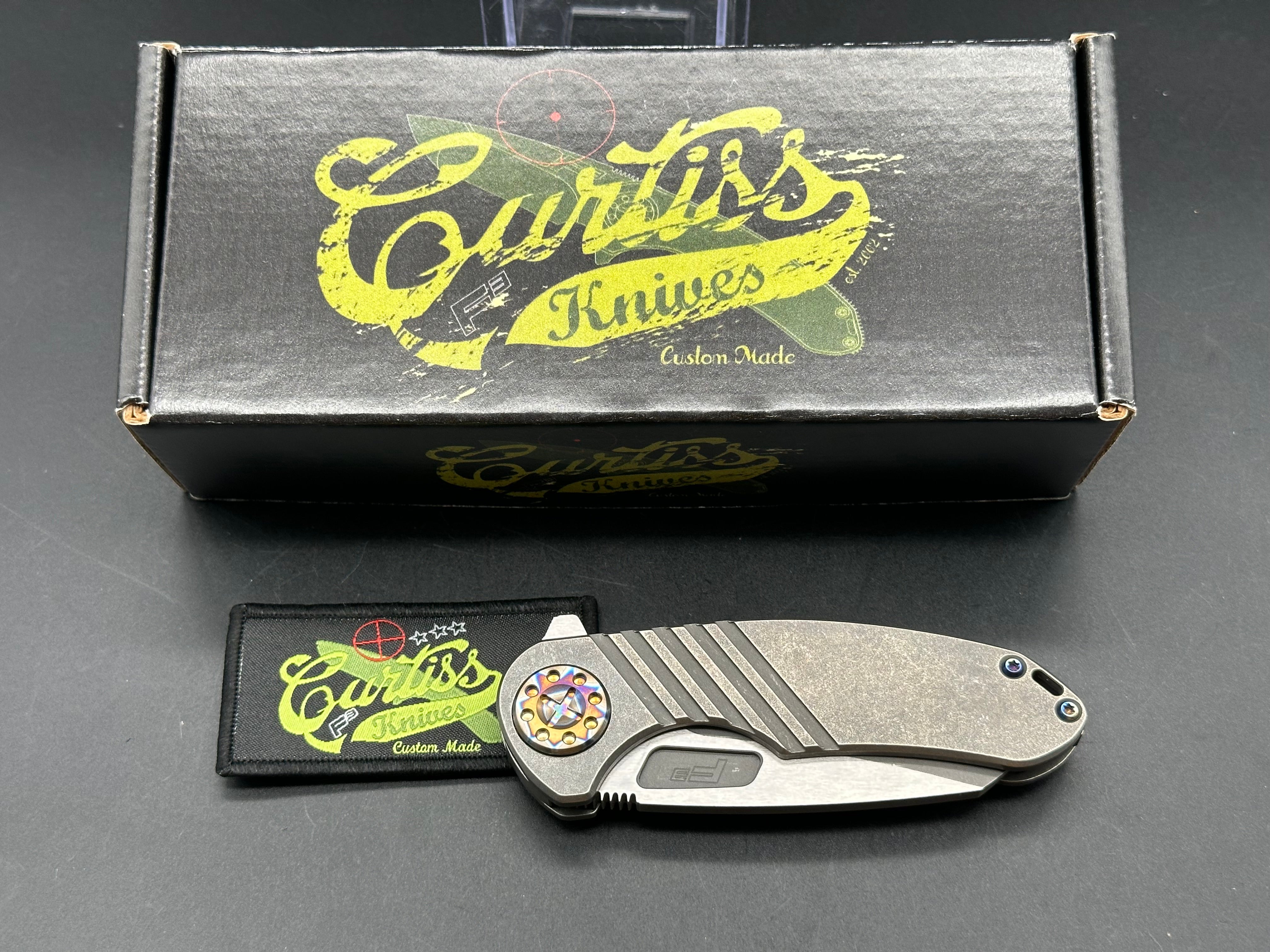 Curtiss F3 Medium Wharny Flipper Knife - MagnaCut Blade, Titanium Handle with Polished Bronzed Hardware - Perfect for EDC, Outdoor Adventures & Tactical Use