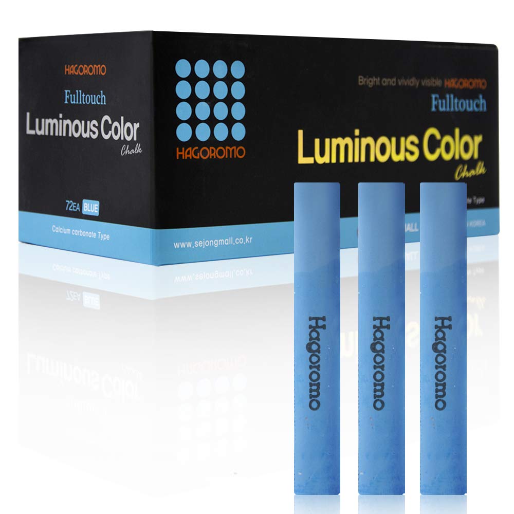 Hagoromo Fulltouch Luminous Chalk - Non-Toxic & Dustless Chalk Set [72 Blue Pieces] - Perfect for Classroom Teaching, Chalkboard Art, and Home Schooling Activities