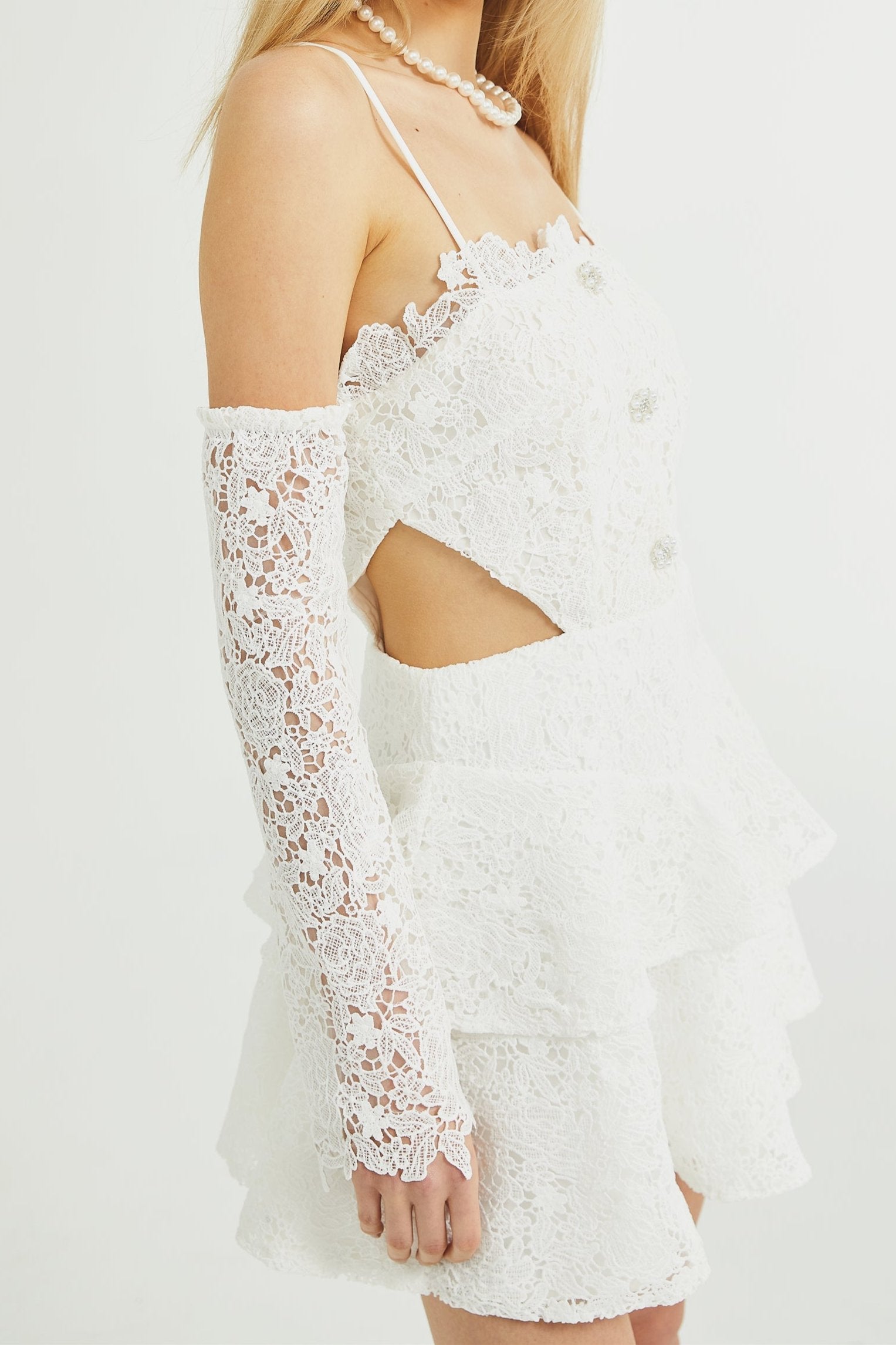 Cyrielle Elegant Lace Tiered Mini Dress - Women's Vintage Floral Party Cocktail Dress for Weddings, Dates & Special Occasions