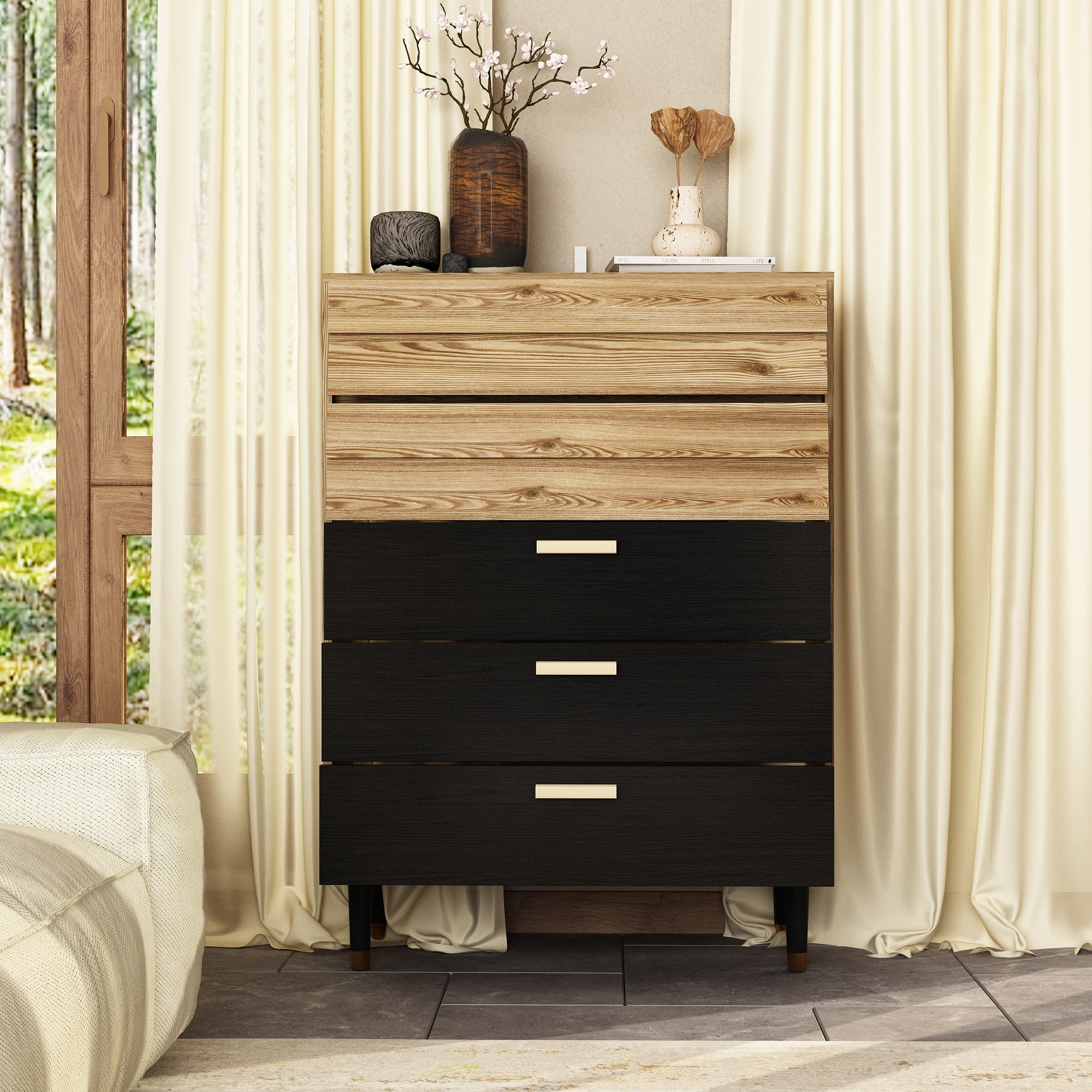 5-Drawer Dresser - Modern Wooden Chest of Drawers for Bedroom Storage & Organization | Perfect for Clothes, Accessories & Home Decor