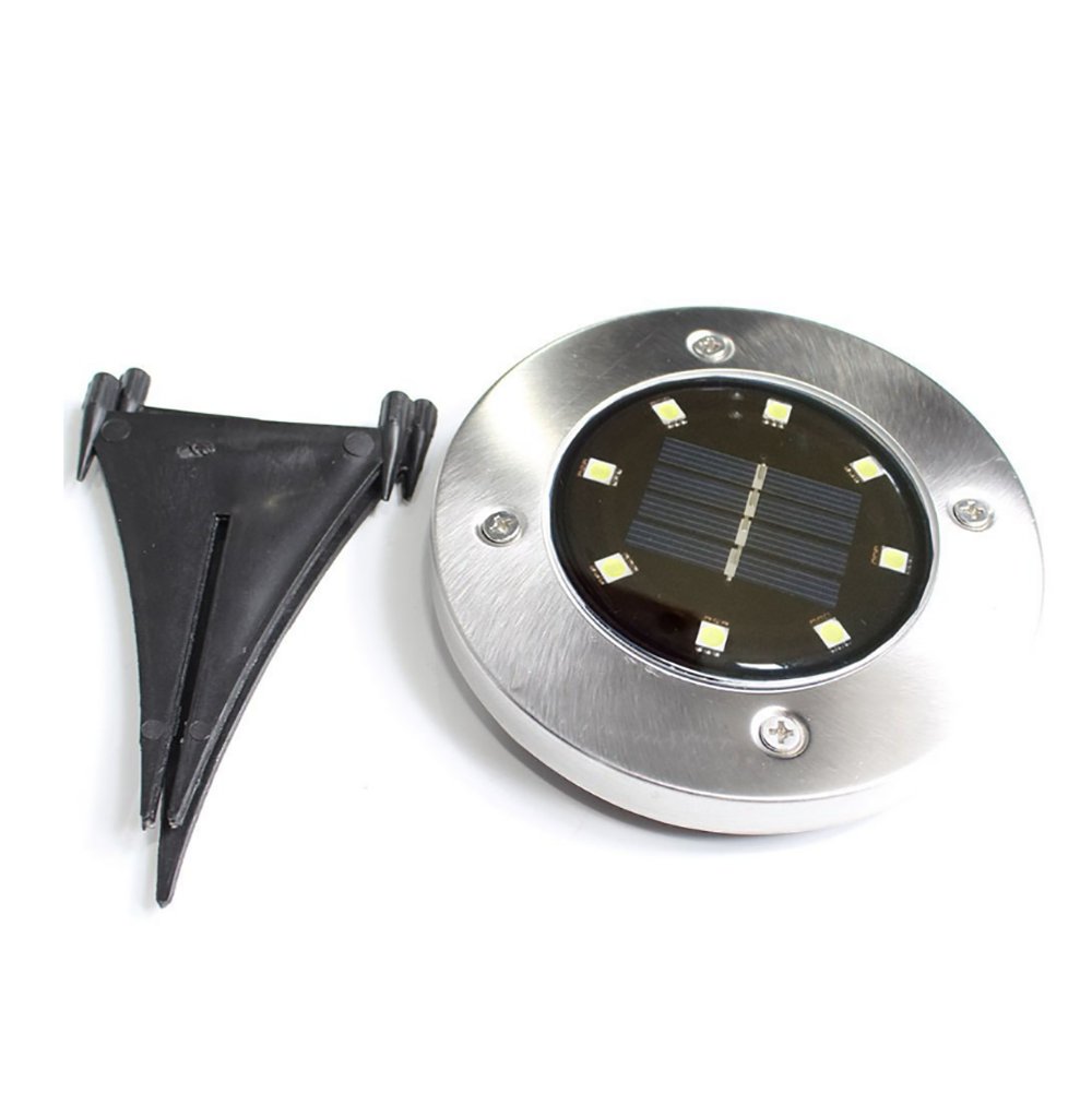 Hmlai Solar Ground Lights - 8LED Waterproof Outdoor Garden Pathway Lights for Driveway, Lawn, Walkway - Warm White - Perfect for Landscape Lighting, Patio, Yard, and Backyard Decor