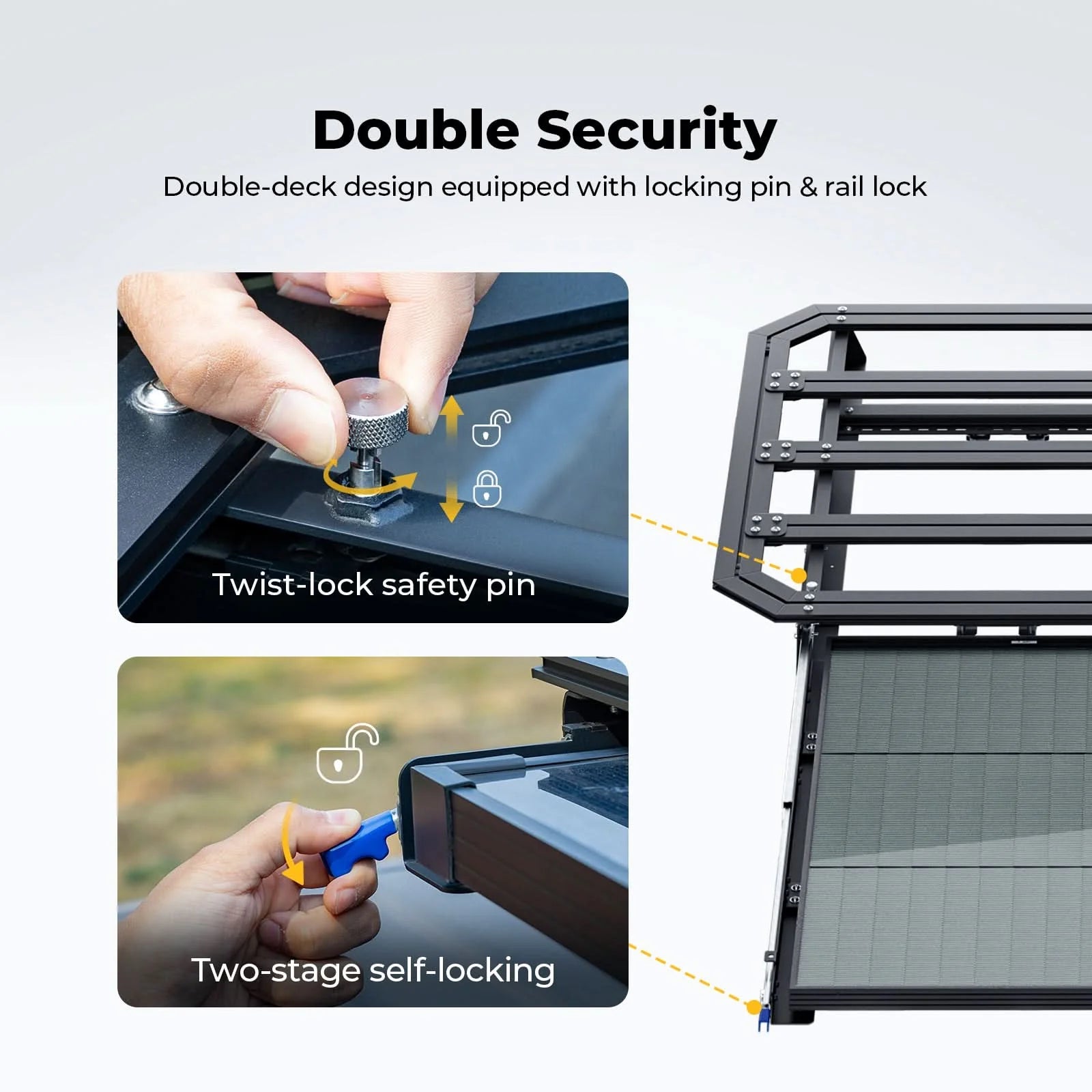 BougeRV Modular Roof Rack Platform with Slidable Solar Panel Bracket - Universal Car Roof Cargo Carrier for Camping, Road Trips & Outdoor Adventures