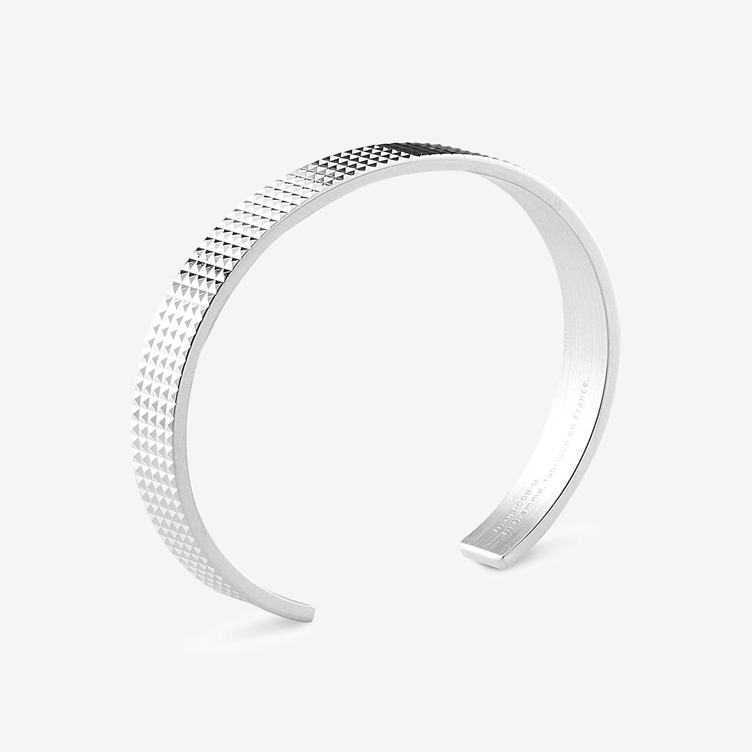 23g Polished Sterling Silver Pyramid Guilloché Ribbon Bracelet for Women - Elegant Stackable Jewelry for Everyday Wear, Gifts & Special Occasions