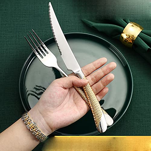 Premium 16-Piece Gold Silverware Set - 18/10 Stainless Steel Flatware Set with Knives, Forks & Spoons - Elegant Dinnerware for Formal Dining, Wedding Gifts & Home Entertaining - Dishwasher Safe Cutlery Set (Silver)