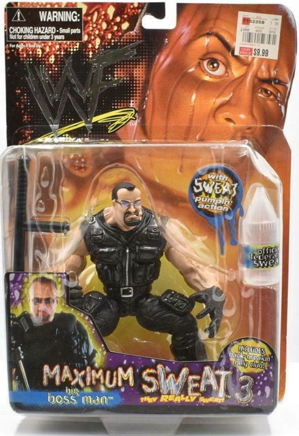 1999 WWF Jakks Pacific Maximum Sweat Series 3 Big Boss Man Wrestling Action Figure - Vintage Collectible Toy for Wrestling Fans and WWF Memorabilia Collectors - Perfect for Display, Gifts, and Nostalgic Play
