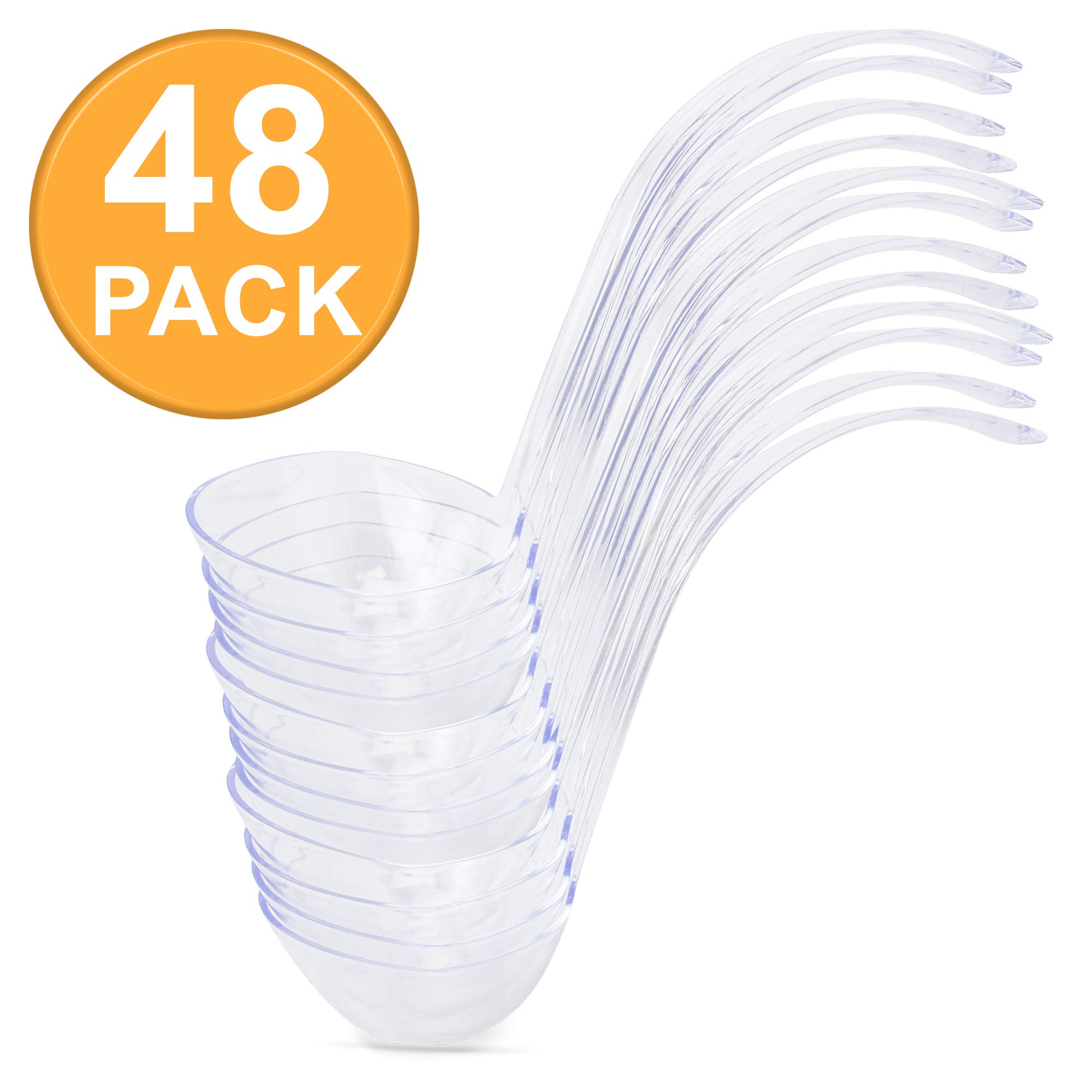 [48 Pack] 5 oz Clear Plastic Punch Bowl Ladle - Disposable Acrylic Serving Spoon for Dressings, Soups, Sauces & Fruit Juices | Perfect for Cocktail Parties, Banquets, Catering & Buffet Events | Commercial Grade One-Piece Scoop