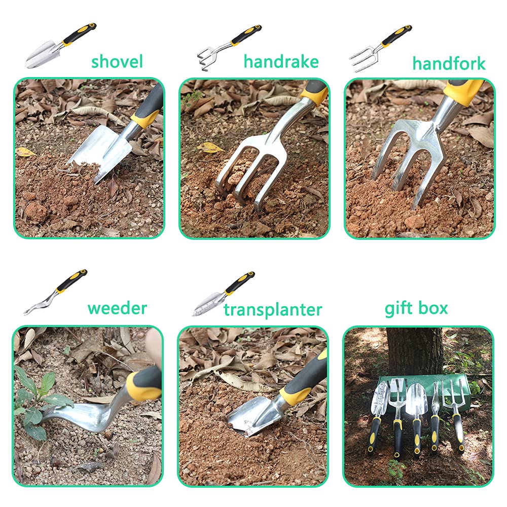 13/7/5/3-Piece Garden Tool Set with Storage Bag - Heavy Duty Stainless Steel Gardening Tools for Planting, Weeding & Digging - Perfect for Home Garden, Yard Work & Outdoor Landscaping