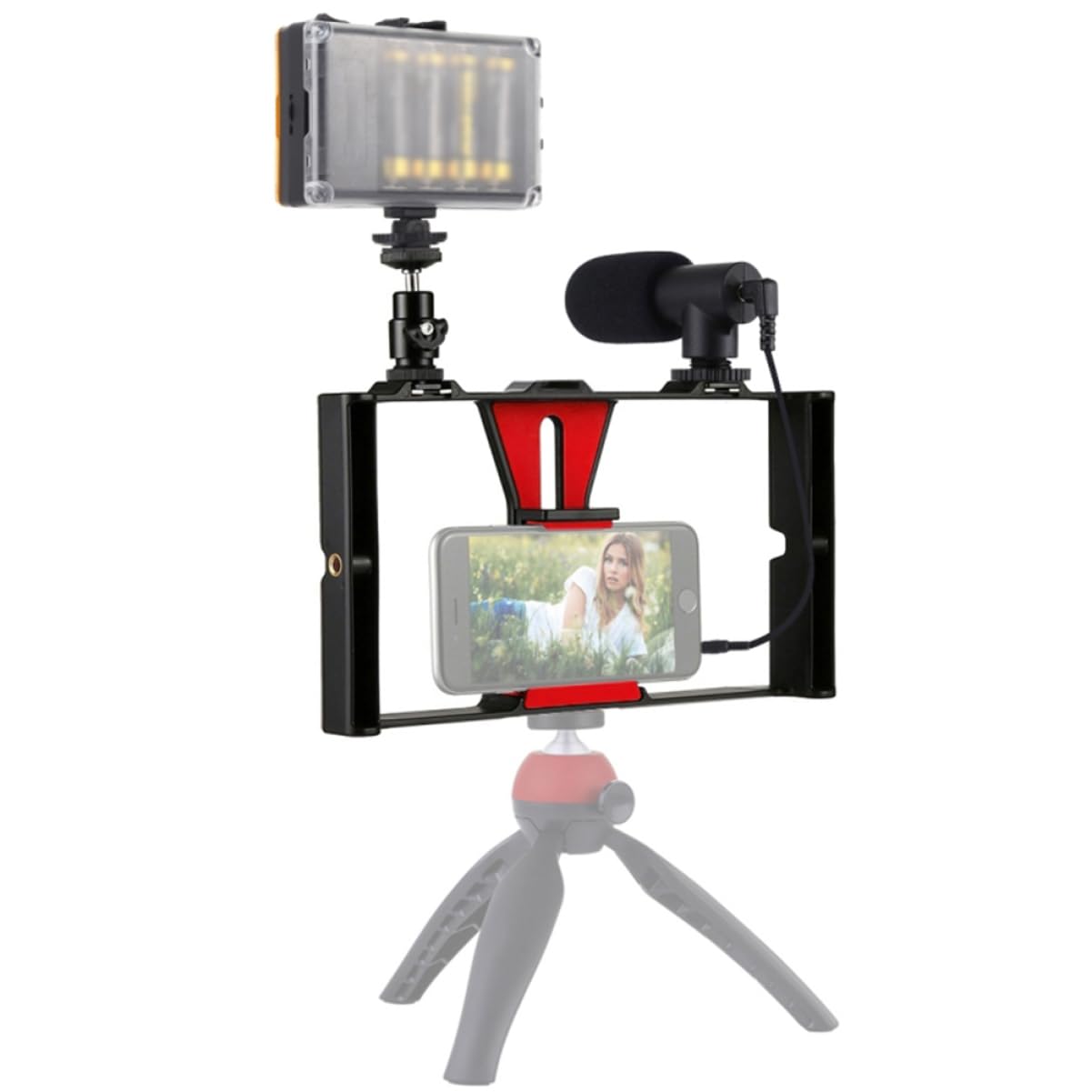PartyKingdom Complete Live Streaming Kit - Adjustable Phone Tripod, Desk Mount Mic Stand with Phone Holder & Stabilizer for YouTube, TikTok, Facebook Live - Perfect for Vlogging, Gaming & Online Classes
