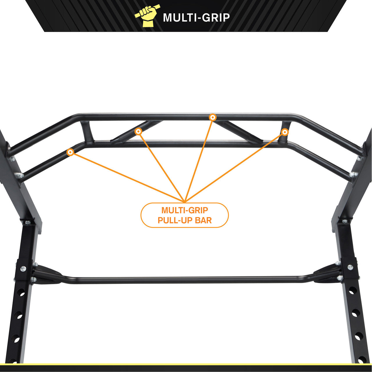 Circuit Fitness AMZ 600CG Power Cage with Adjustable Multi-Position Grip Bar - Home Gym Strength Training Equipment for Weightlifting, Squats & Full-Body Workouts
