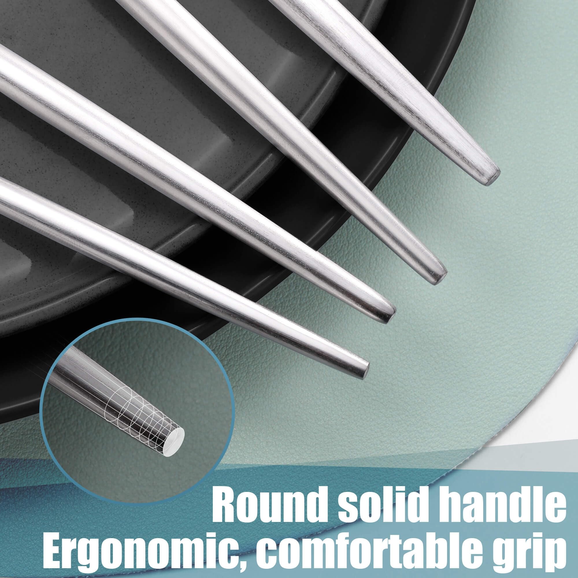 20-Piece Matte Silverware Set for 4 - Modern Stainless Steel Brushed Flatware Set with Knives, Spoons & Forks - Rustic Cutlery Set in Satin Finish - Dishwasher Safe - Perfect for Dinner Parties, Restaurants & Everyday Dining