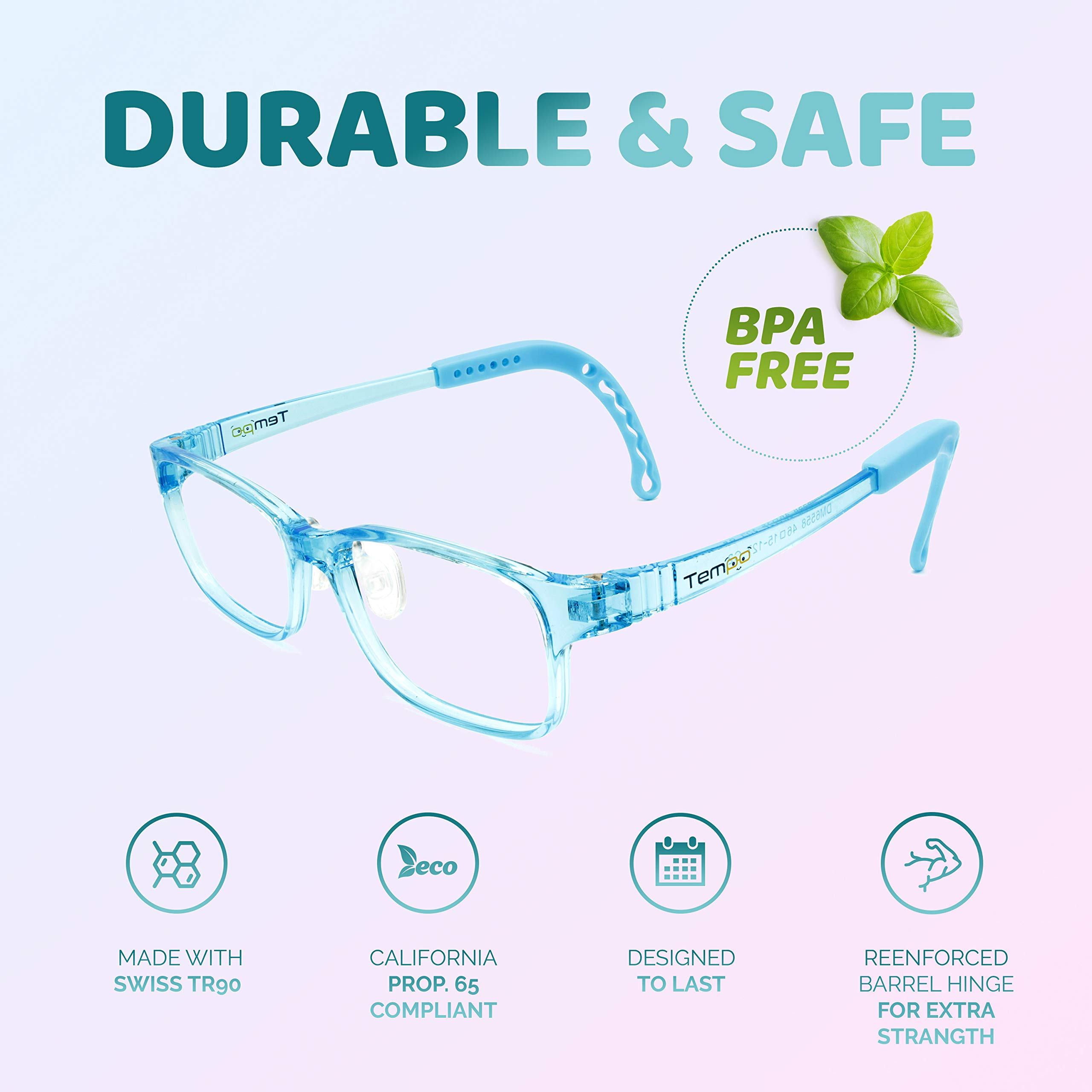 Adjustable Kids Glasses - Prescription Eyeglasses For Children - Comfortable & Durable Frame - Perfect for School, Reading & Outdoor Activities