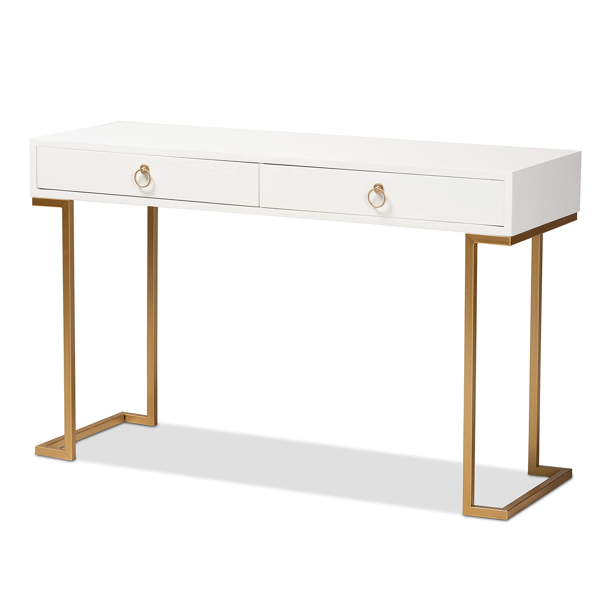 Baxton Studio Beagan Modern Console Table - White & Gold Finish for Entryway, Living Room, or Hallway Decor