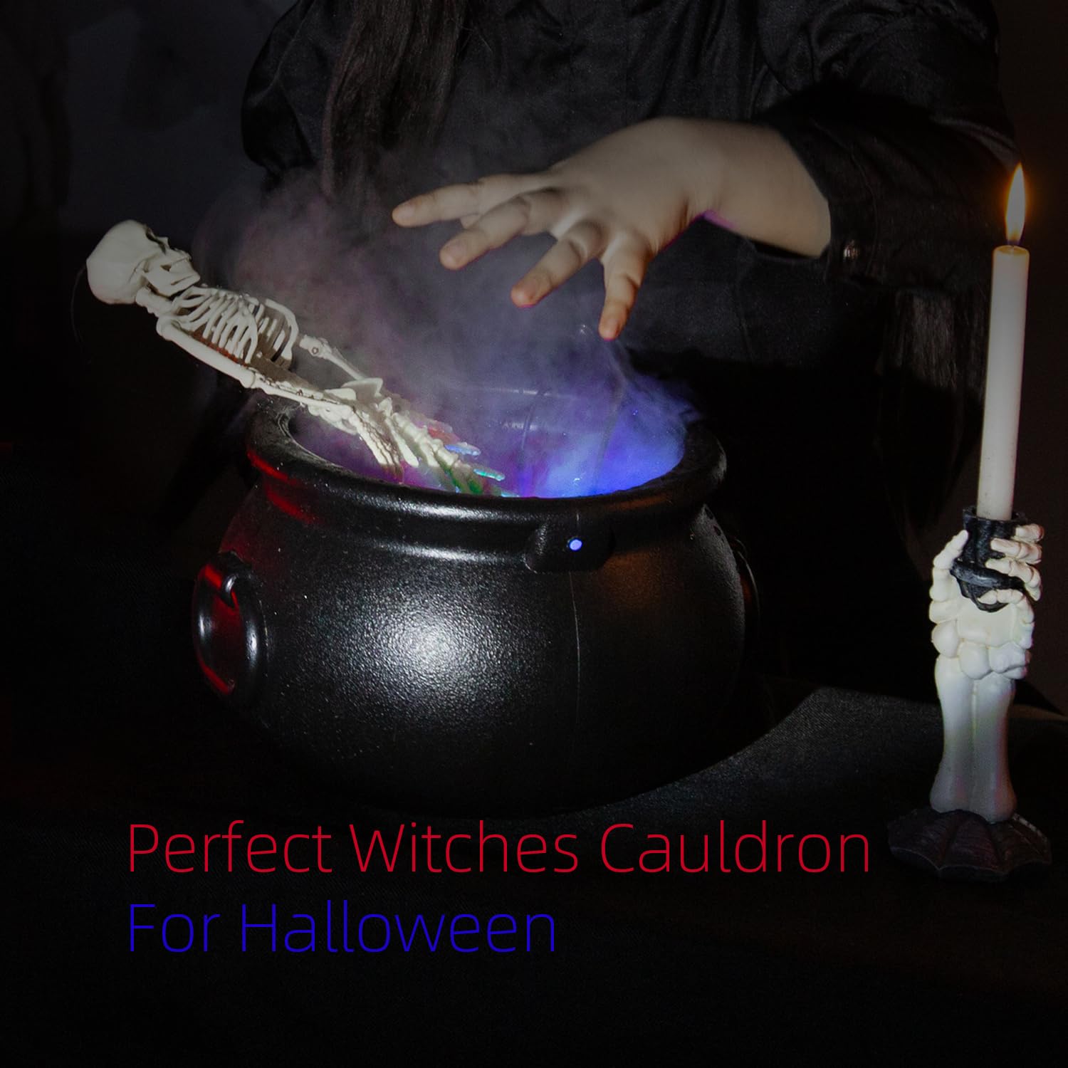 Large Witches Cauldron Mist Maker - USB Mini Fog Machine with LED Lights & Splash Cover for Halloween Decor, Fish Tanks, Vases & Rockery | Perfect for Spooky Parties, Home Decor & Aquarium Displays