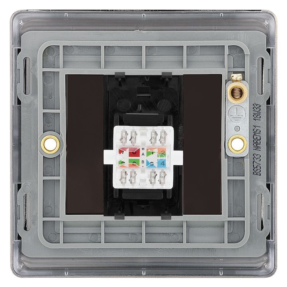 BG Nexus Metal Antique Brass RJ45 Cat5E Data Outlet NABRJ451B - High-Speed Ethernet Wall Plate for Home & Office Network Installation