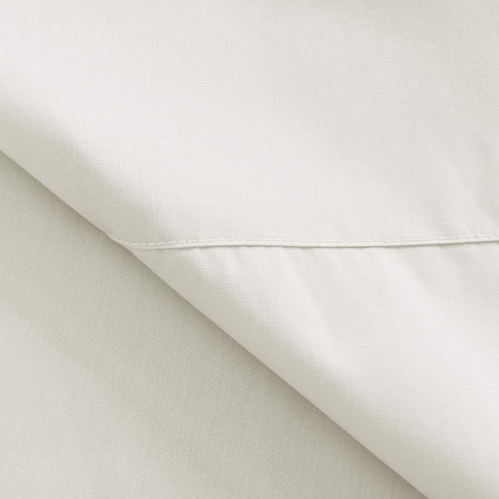 Queen Size Percale Bed Sheets Set - 200 Thread Count 60% Cotton 40% Polyester Blend - Wrinkle Free, Breathable & Crisp for Cool Comfort - 4 Piece Includes Fitted Sheet, Flat Sheet & 2 Pillowcases - Perfect for Hot Sleepers & All-Season Use (Ivory, Queen)