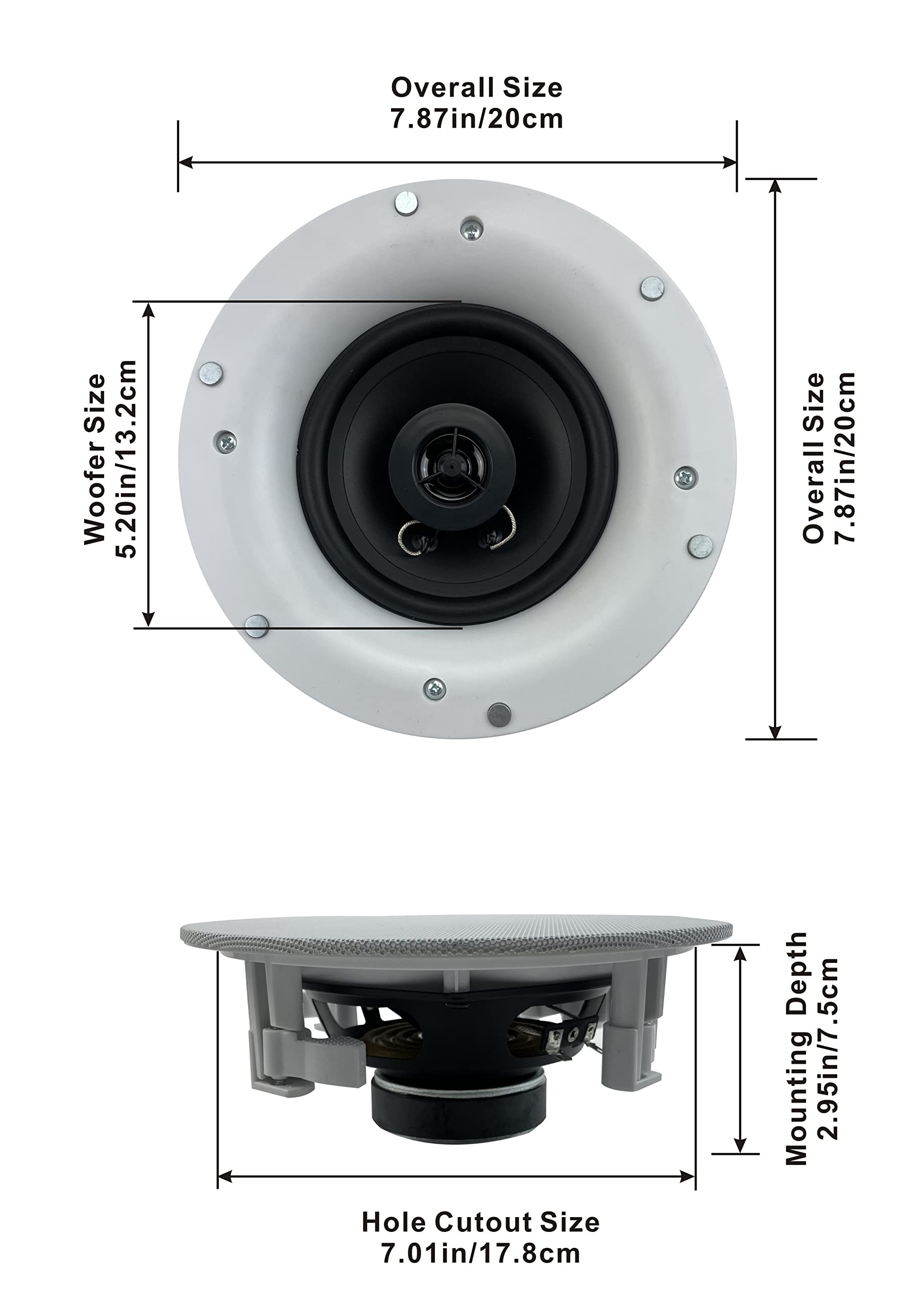 Acoustic Audio R192 Frameless In-Ceiling/In-Wall 7 Speaker Set - 2-Way Home Theater Surround Sound System for Immersive Movie & Music Experience