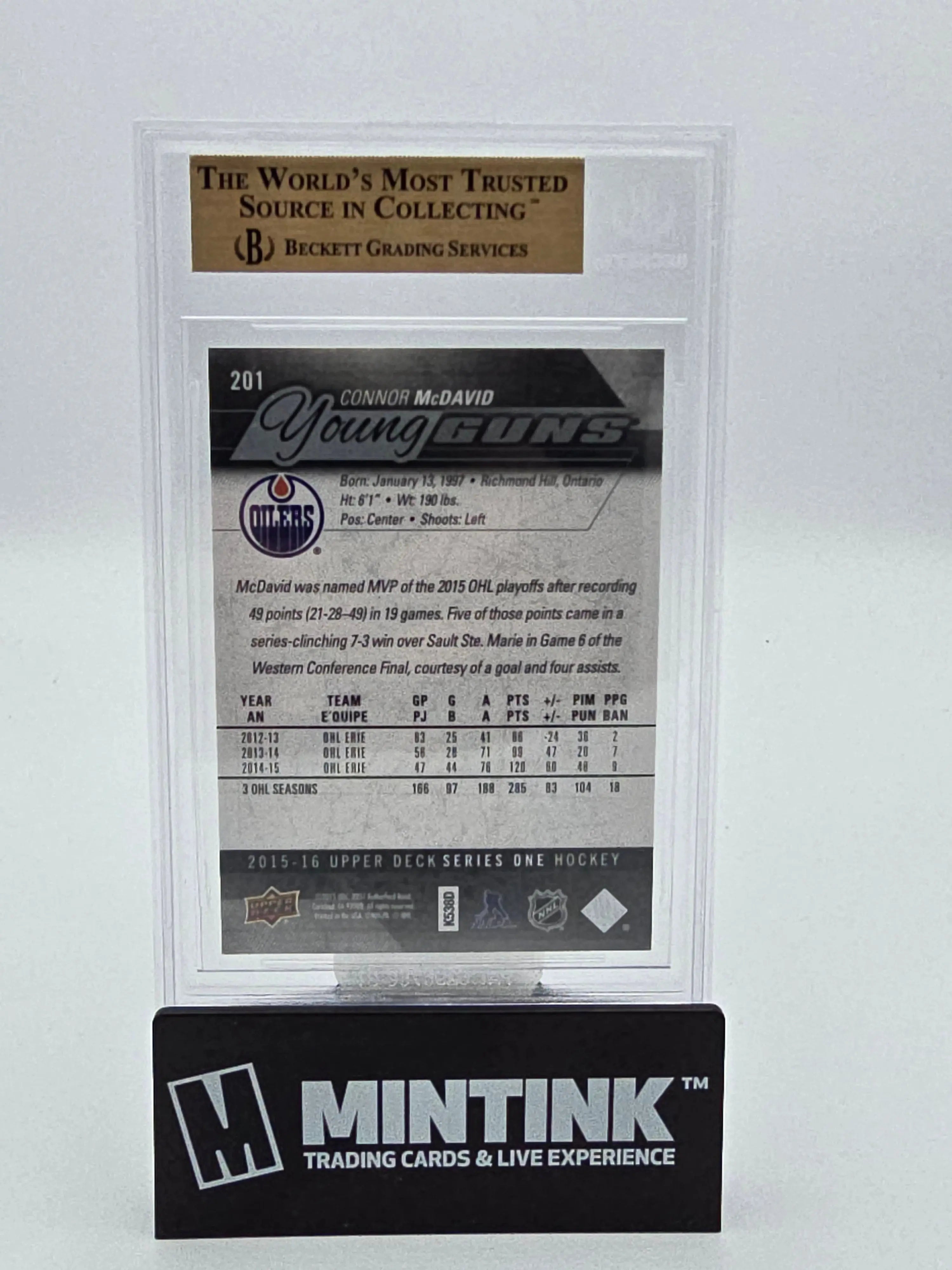 2015-16 Upper Deck Series One Hockey Connor McDavid Young Guns Rookie Card BGS 9.5 Gem Mint - Perfect for Hockey Collectors and Sports Memorabilia Enthusiasts