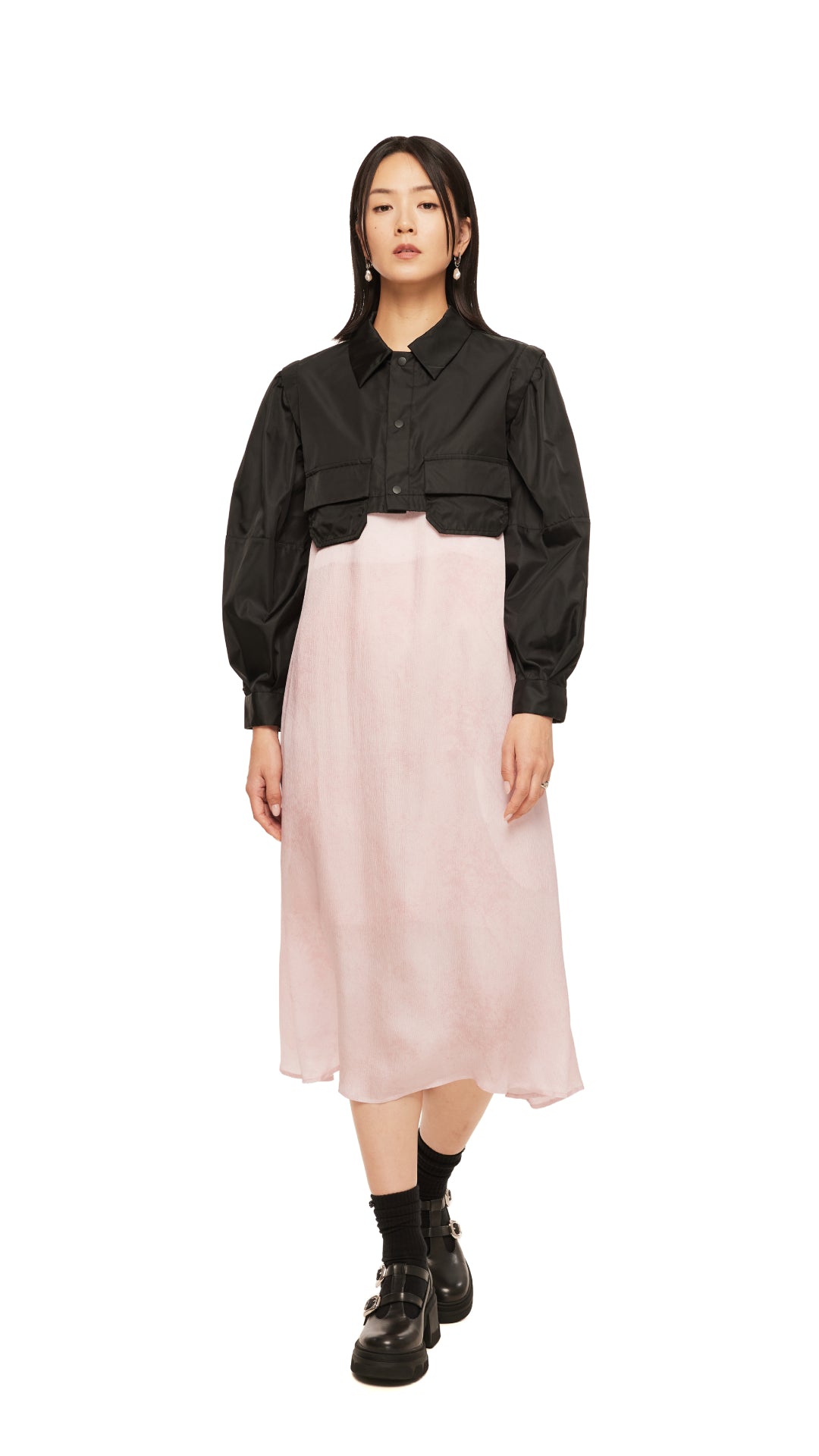 Women's Puff Sleeve Nylon Short Shirt Jacket - Lightweight Spring/Summer Outerwear for Casual Outings & Street Style Fashion