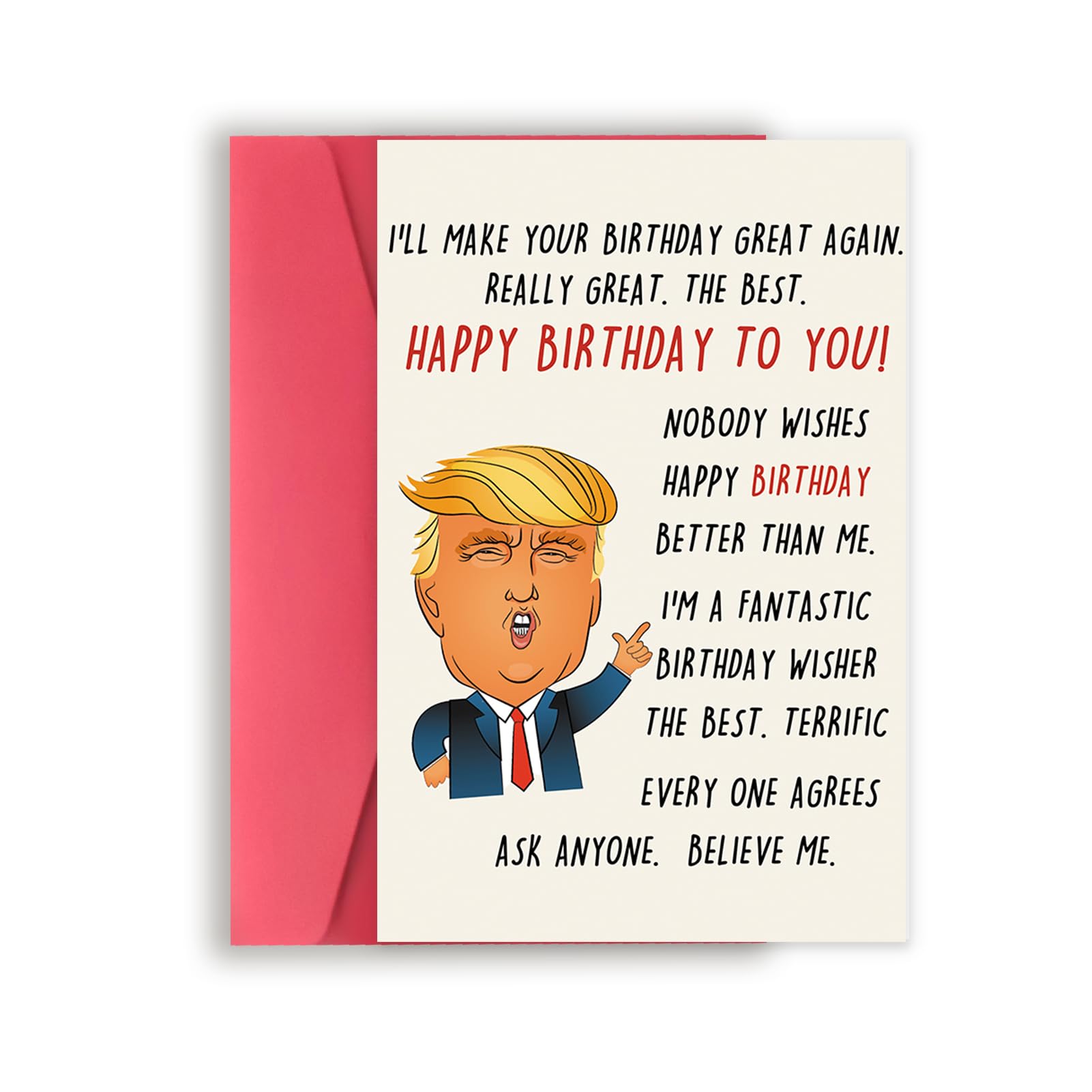 Funny Donald Trump Birthday Card for Women & Men - Humorous Birthday Gift for Boyfriend, Girlfriend, Husband or Wife - Perfect Birthday Greeting Card for Political Humor Lovers | Great for Office Parties, Birthday Surprises & Political Theme Events