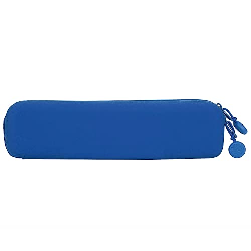 Mini Silicone Pencil Pouch - Compact & Durable for Makeup & Stationery (Blue) - Perfect for Travel & School