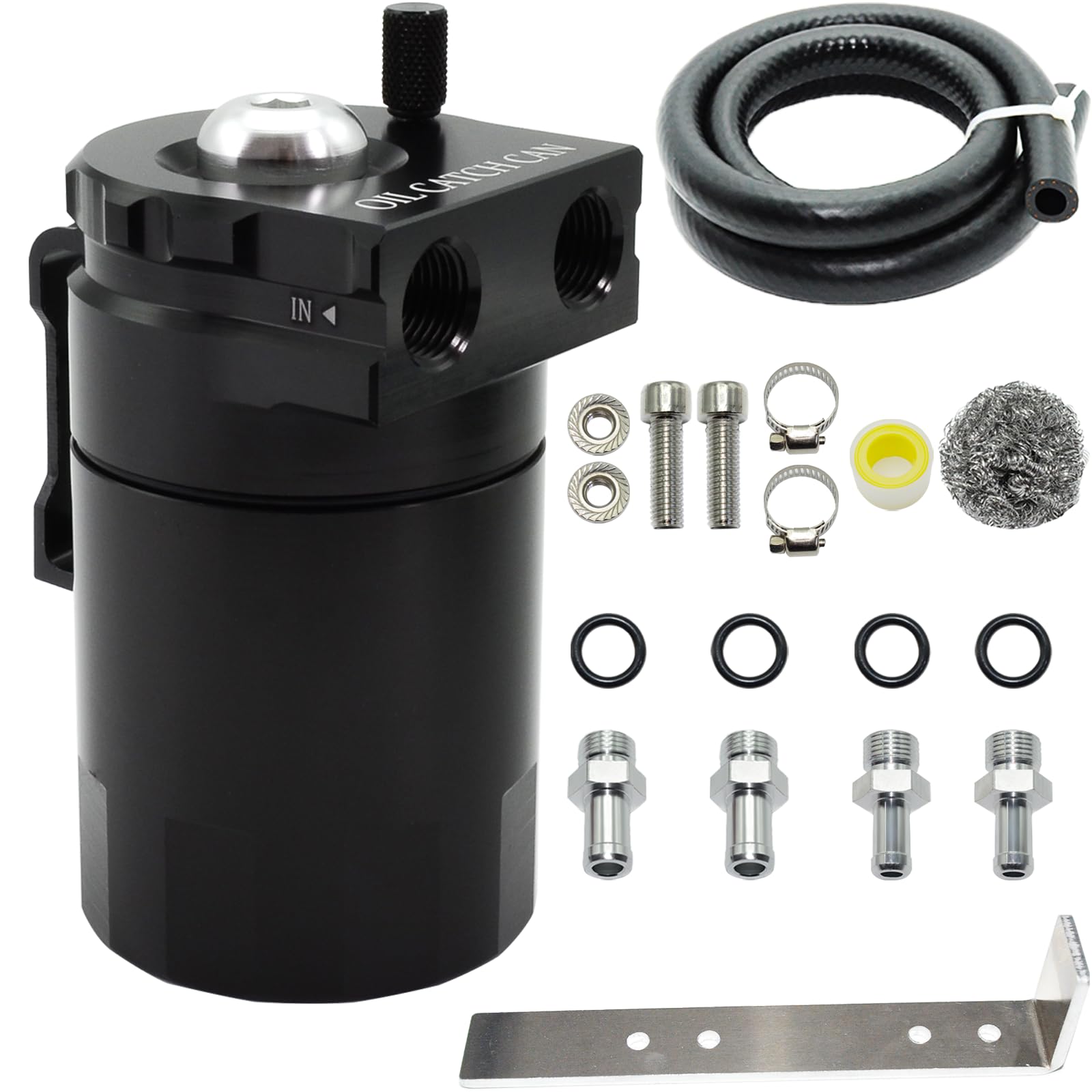 Universal Aluminum Oil Catch Can with Baffle - 300ml Oil Separator & Reservoir Tank (Black) - Perfect for Car Engine Protection & Performance Enhancement