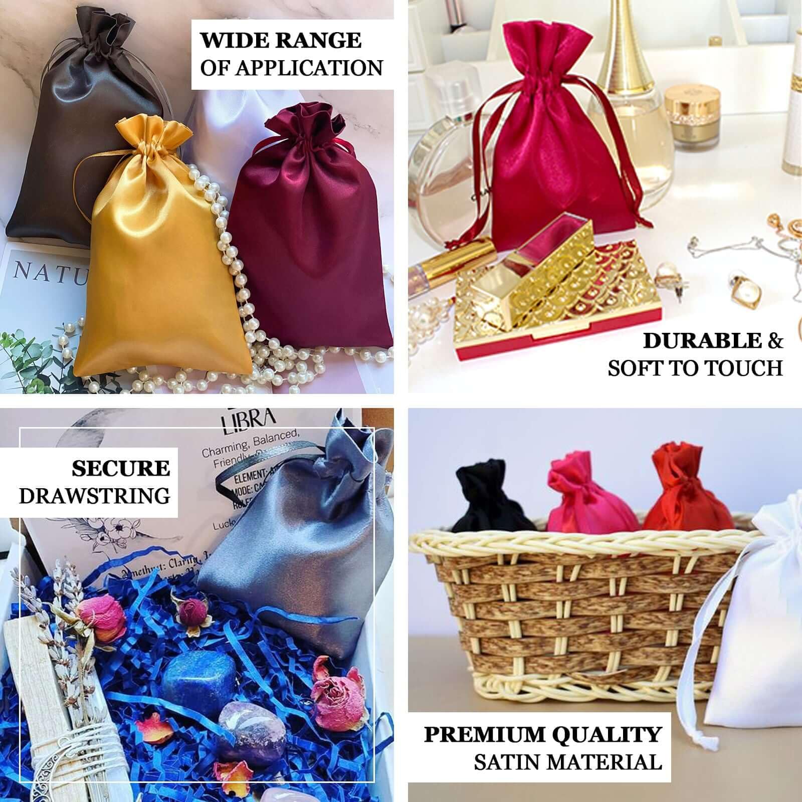 Efavormart 12PCS Blush Satin Drawstring Gift Bags - 6x9 Inches for Wedding Favors, Bridal Shower, Candy & Jewelry - Perfect for Party Decorations, Baby Showers & Special Events