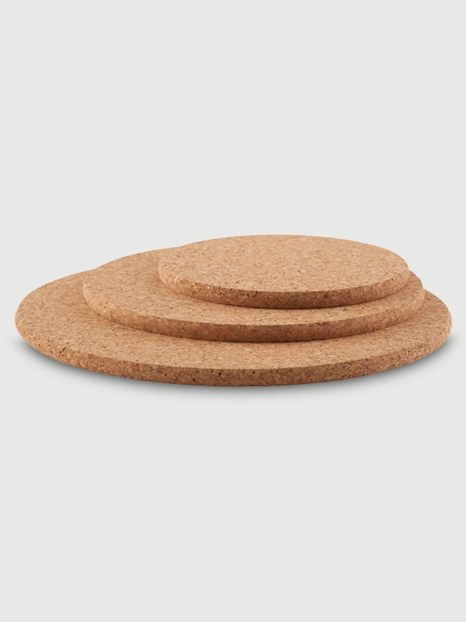 Premium Cork Trivets Set of 3 (150mm, 200mm, 250mm) - Natural Heat Resistant Coasters for Hot Pots & Pans - Perfect for Kitchen, Dining Table & Outdoor BBQ Use