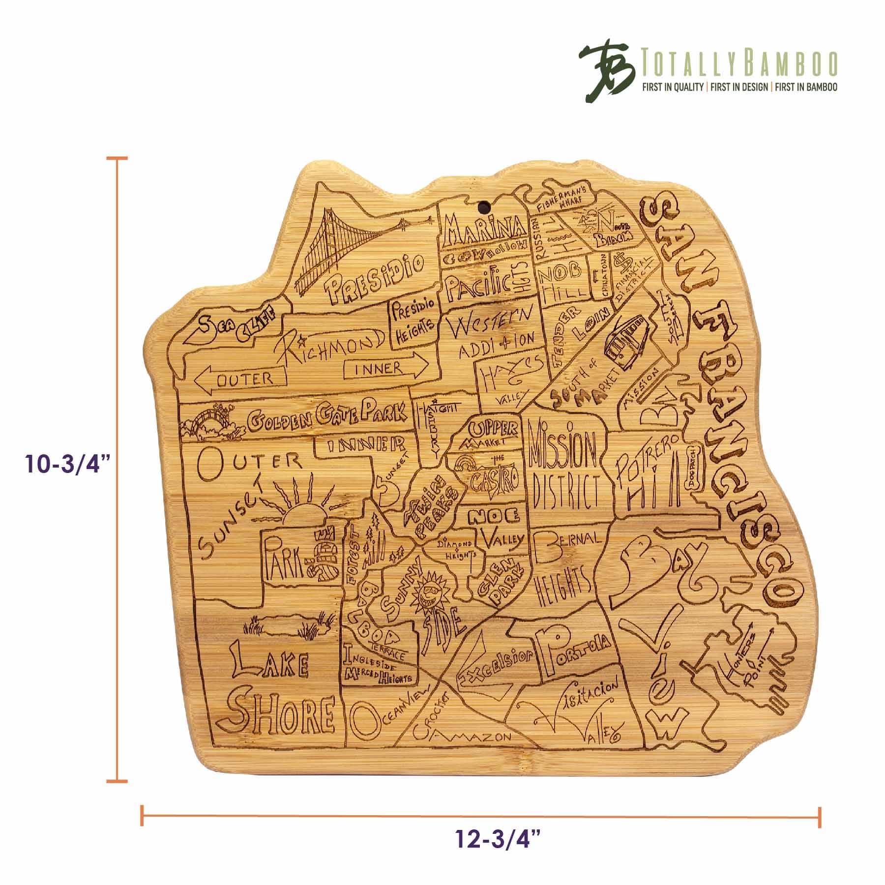 Premium San Francisco Skyline Bamboo Cutting Board - 12.75