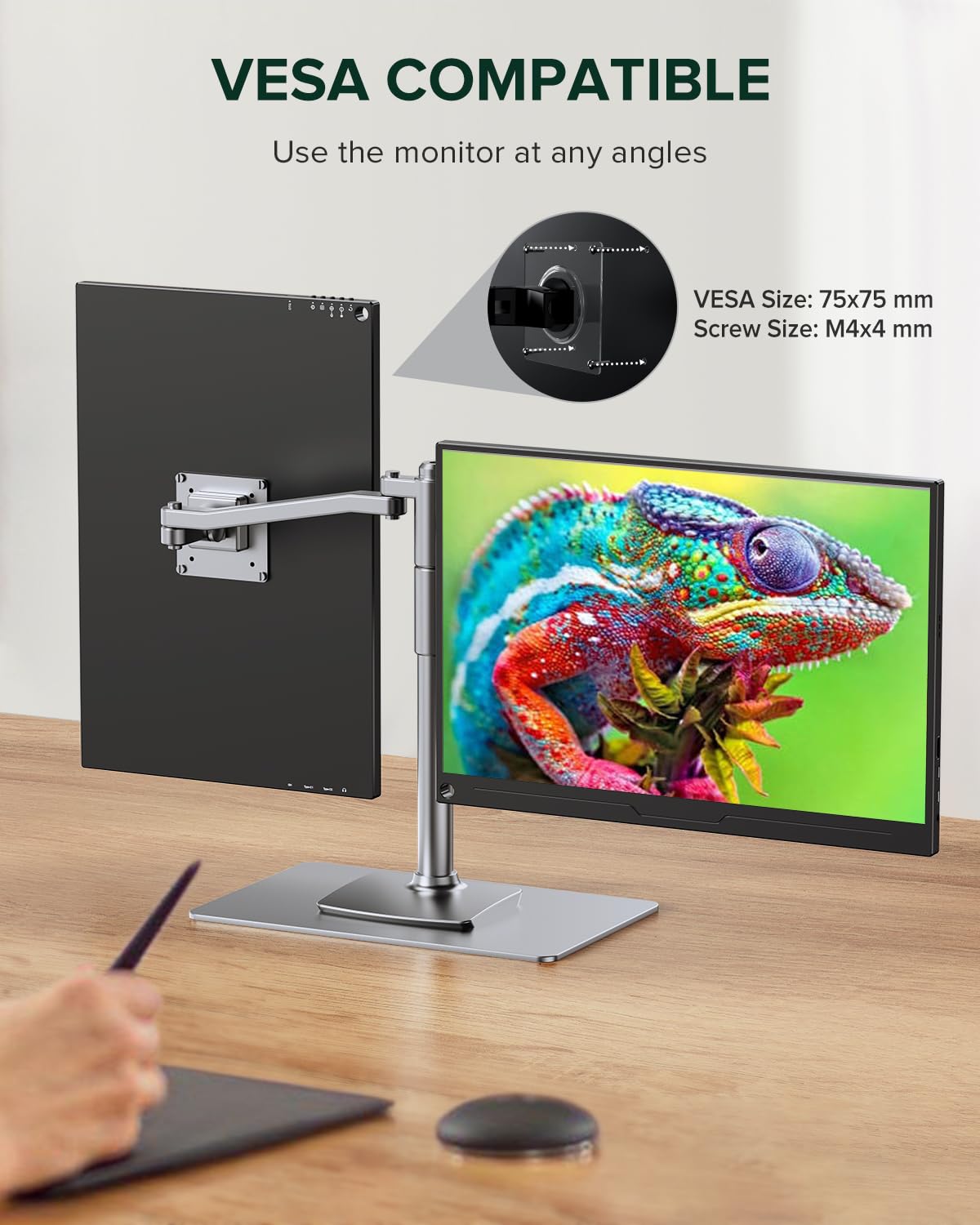 UPERFECT 16 Inch Portable Monitor 2.5K 2560x1600 IPS Screen - 400 Nits Brightness, 1200:1 Contrast Ratio, HDMI & USB-C for Laptop, PC, Phone, Xbox, PS5, Switch - VESA Mount Compatible for Home Office & Gaming Setup