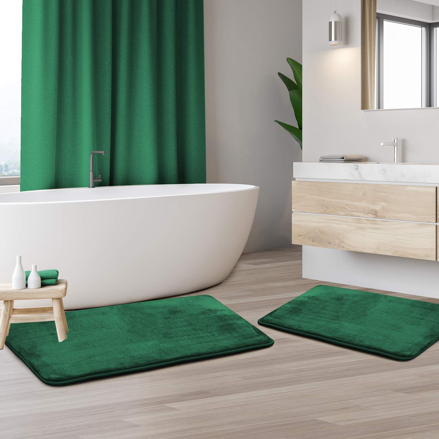 Clara Clark Memory Foam Bath Mat Set of 2 - Ultra Soft Non-Slip Bathroom Rug - Super Absorbent & Quick Dry Machine Washable - 20