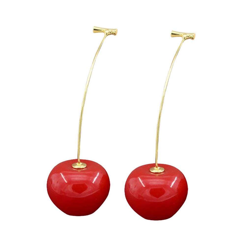 Crystal Pearl Stud Earrings & Red Cherry Dangle Earrings Set - Elegant Resin Fruit Jewelry for Women & Girls | Perfect for Parties, Weddings & Everyday Wear