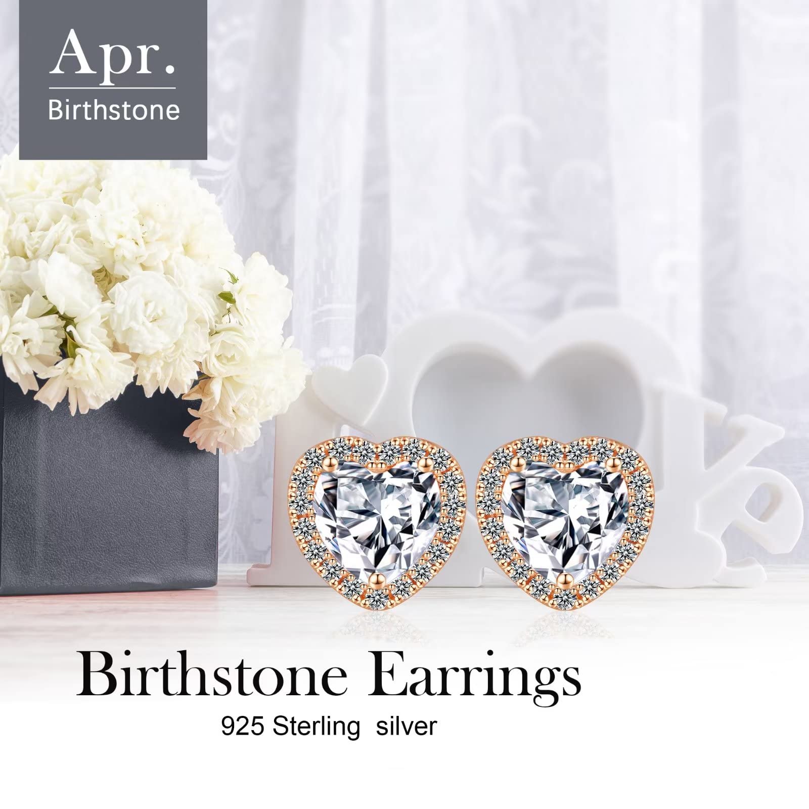 Sterling Silver Birthstone Stud Earrings for Women - Elegant Jewelry Gift for Wife, Mom, Girlfriend | Perfect for Anniversary, Christmas, Mother's Day & Birthday | Everyday Wear & Special Occasions