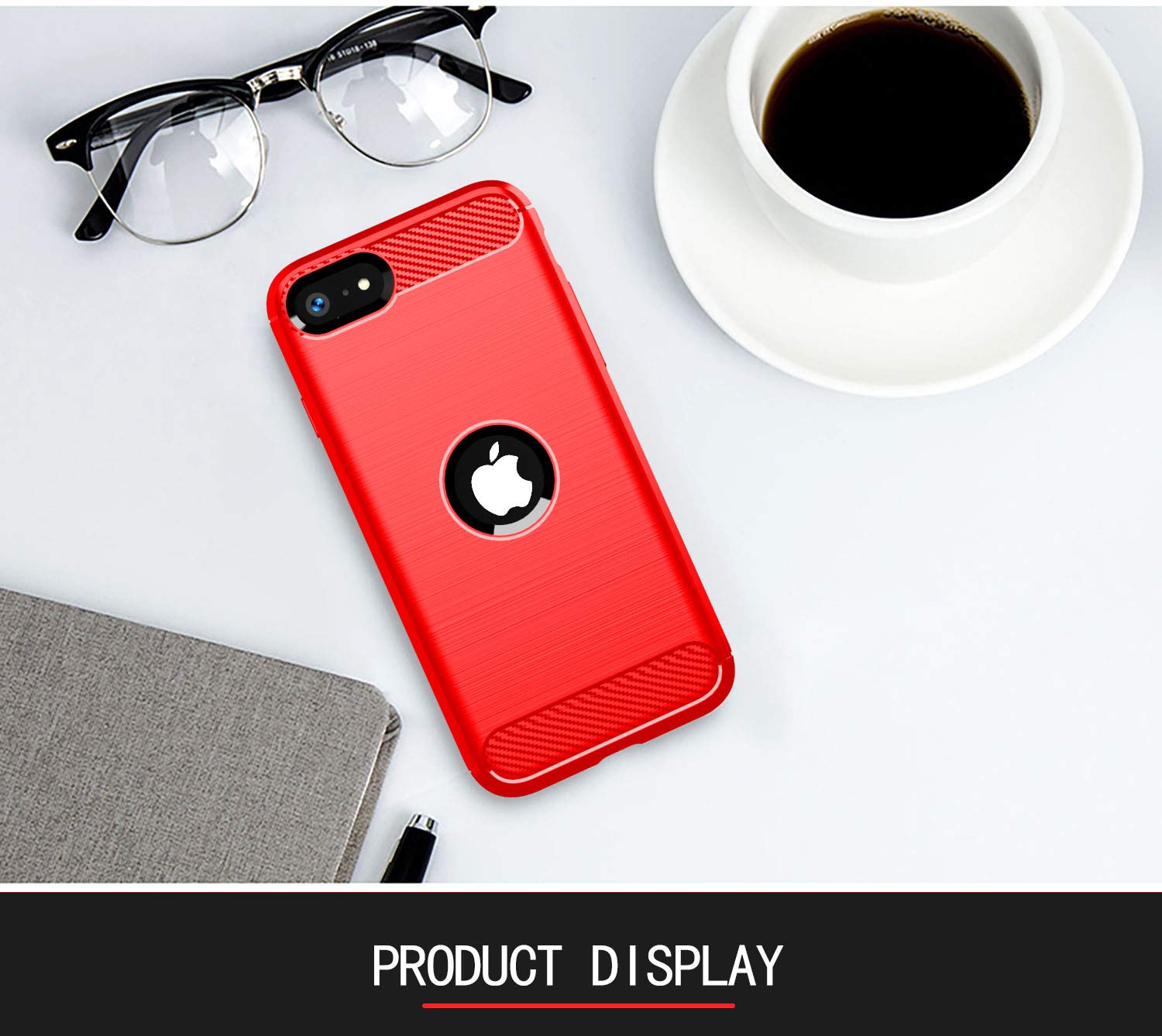 Folmeikat Shockproof TPU Silicone Phone Case with Reinforced Corners & Slim Screen Protector for iPhone SE 2020/2022, iPhone 8, iPhone 7 (4.7 Inch) - Red | Perfect for Daily Protection, Outdoor Activities & Travel