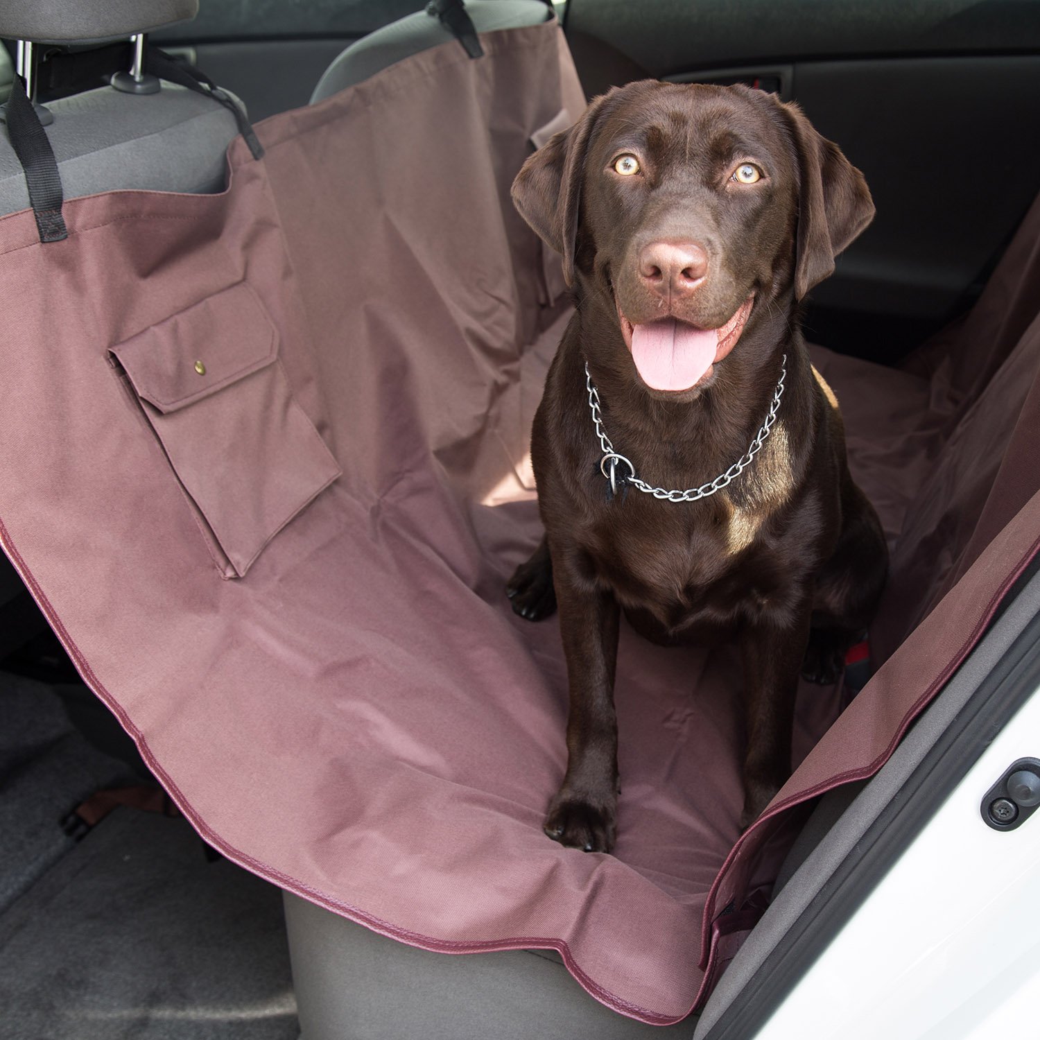 Waterproof Hammock-Style Dog Car Seat Cover for Trucks, SUVs, Vans & Sedans - 2-Piece Set - Protects Seats from Dirt, Hair & Scratches - Perfect for Road Trips, Camping & Daily Commutes