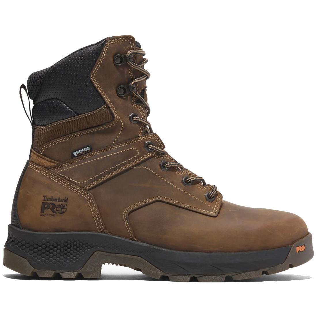Titan® Ev 8 Inch Waterproof Full Grain Leather Work Boots for Men - Medium Brown - Durable Safety Boots for Construction, Hiking & Outdoor Work
