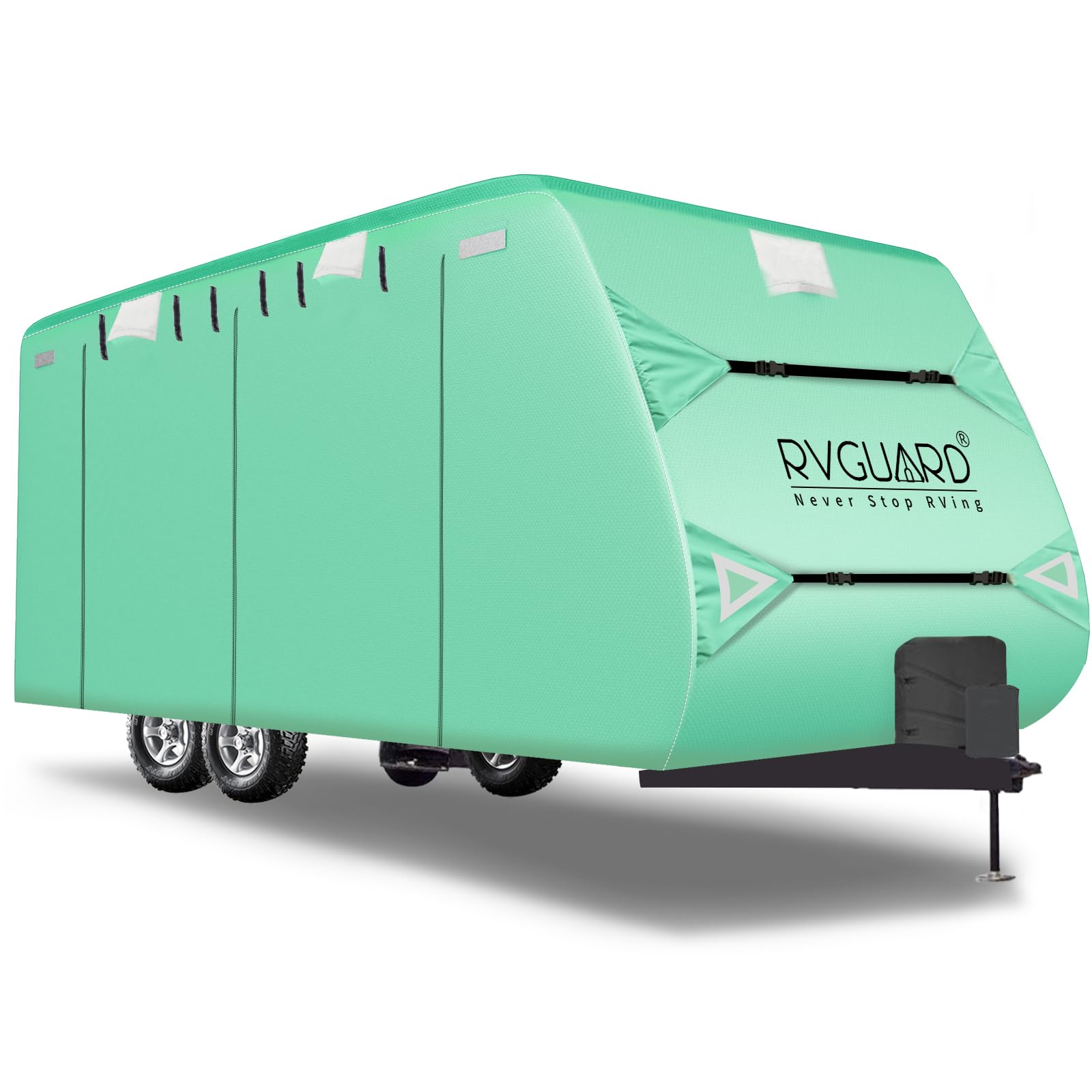 RVGUARD 30'-33' Travel Trailer Cover - Heavy Duty 300D Oxford Fabric with UV Protection | Quick Side Door Access | Includes Storage Bag & Maintenance Kit | Perfect for Outdoor RV Storage & Winter Protection