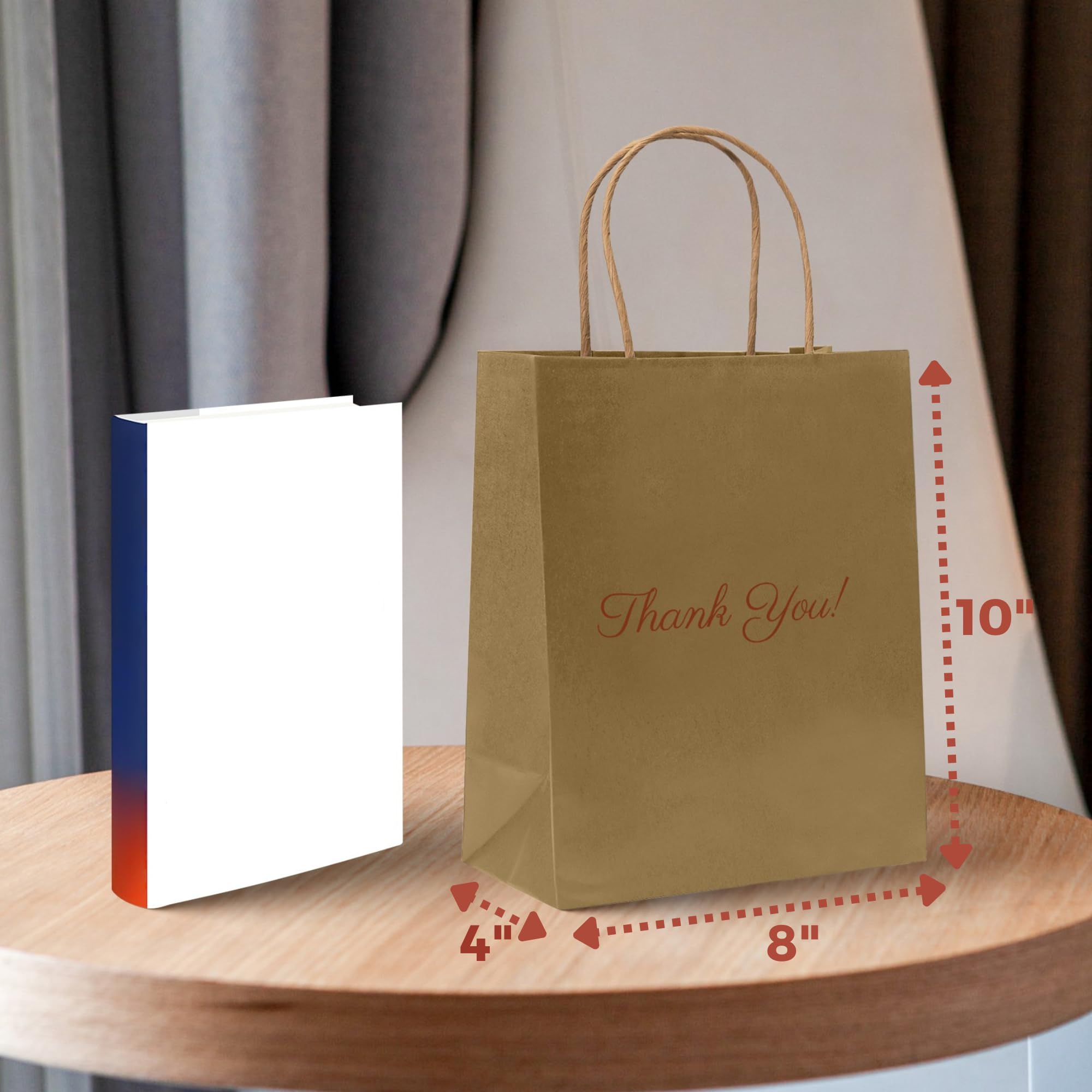 50 Pack Brown Paper Bags with Handles - 8