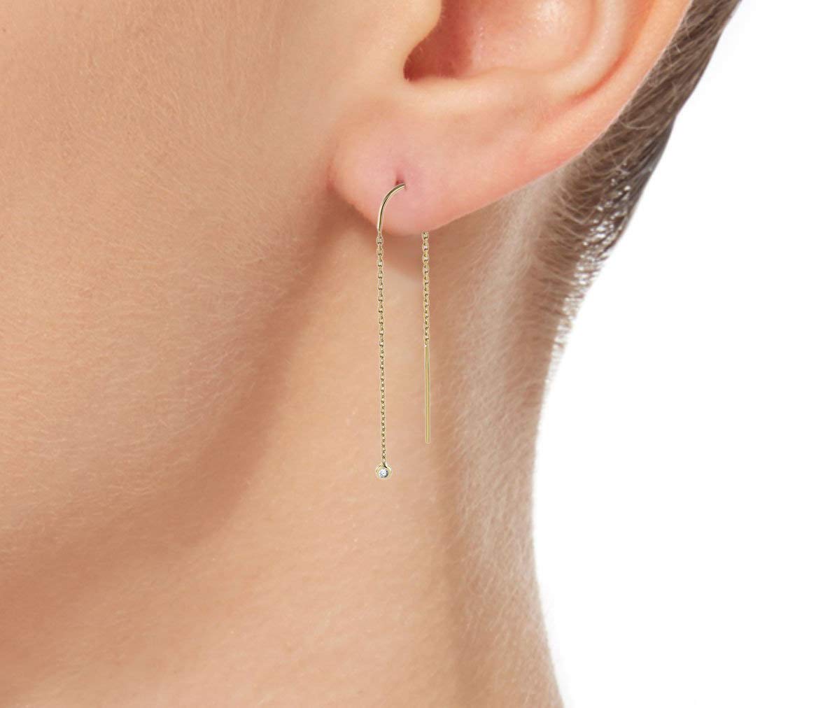 14K Yellow Gold Diamond Dangle Earrings for Women - Elegant Drop Earrings Gift for Her - Perfect for Everyday Wear, Date Nights & Special Occasions