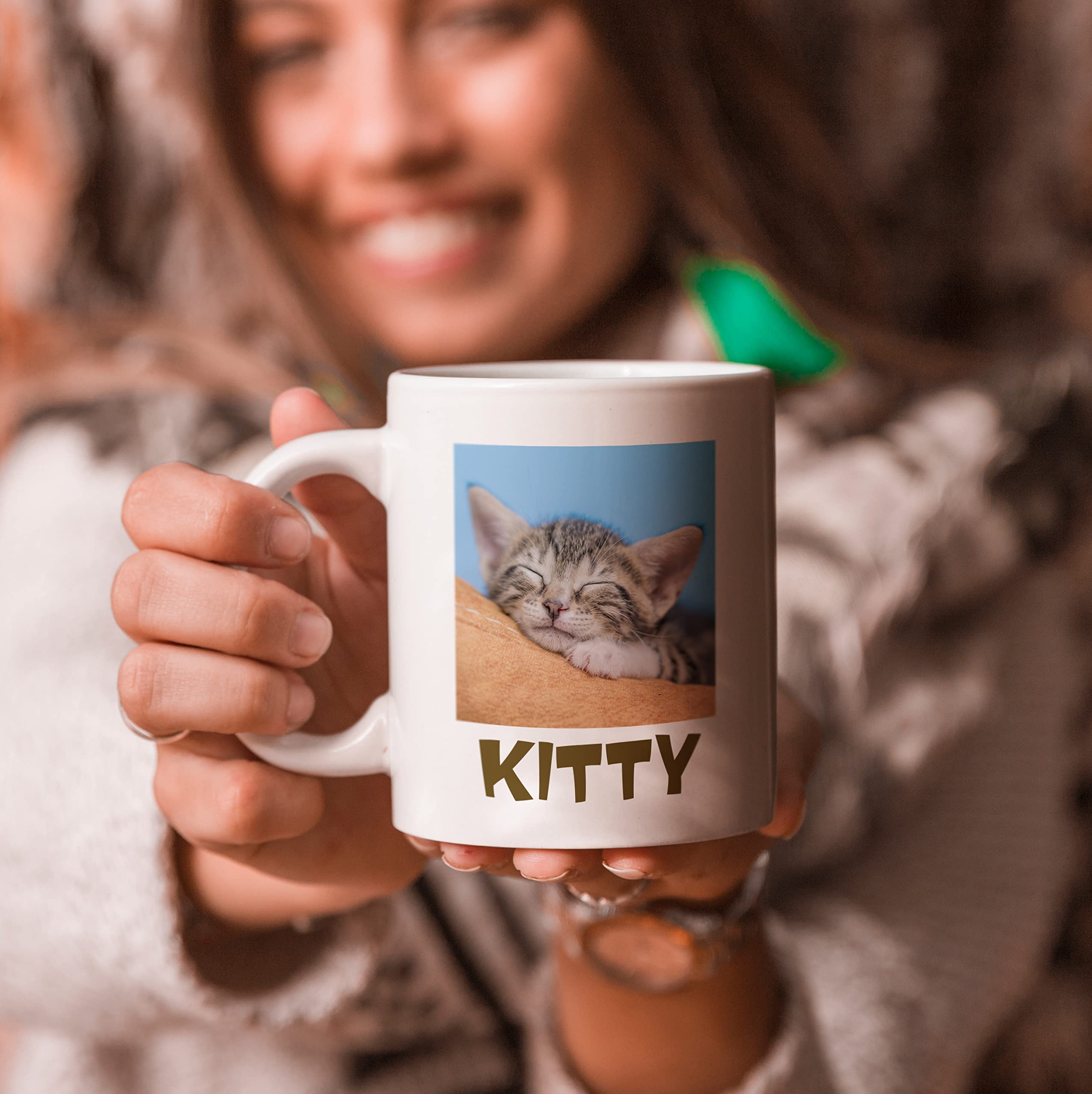 Personalized 15oz Custom Coffee Mugs - Add Your Photo, Logo & Text - Ceramic Travel Mug for Office, Gifts & Home Use