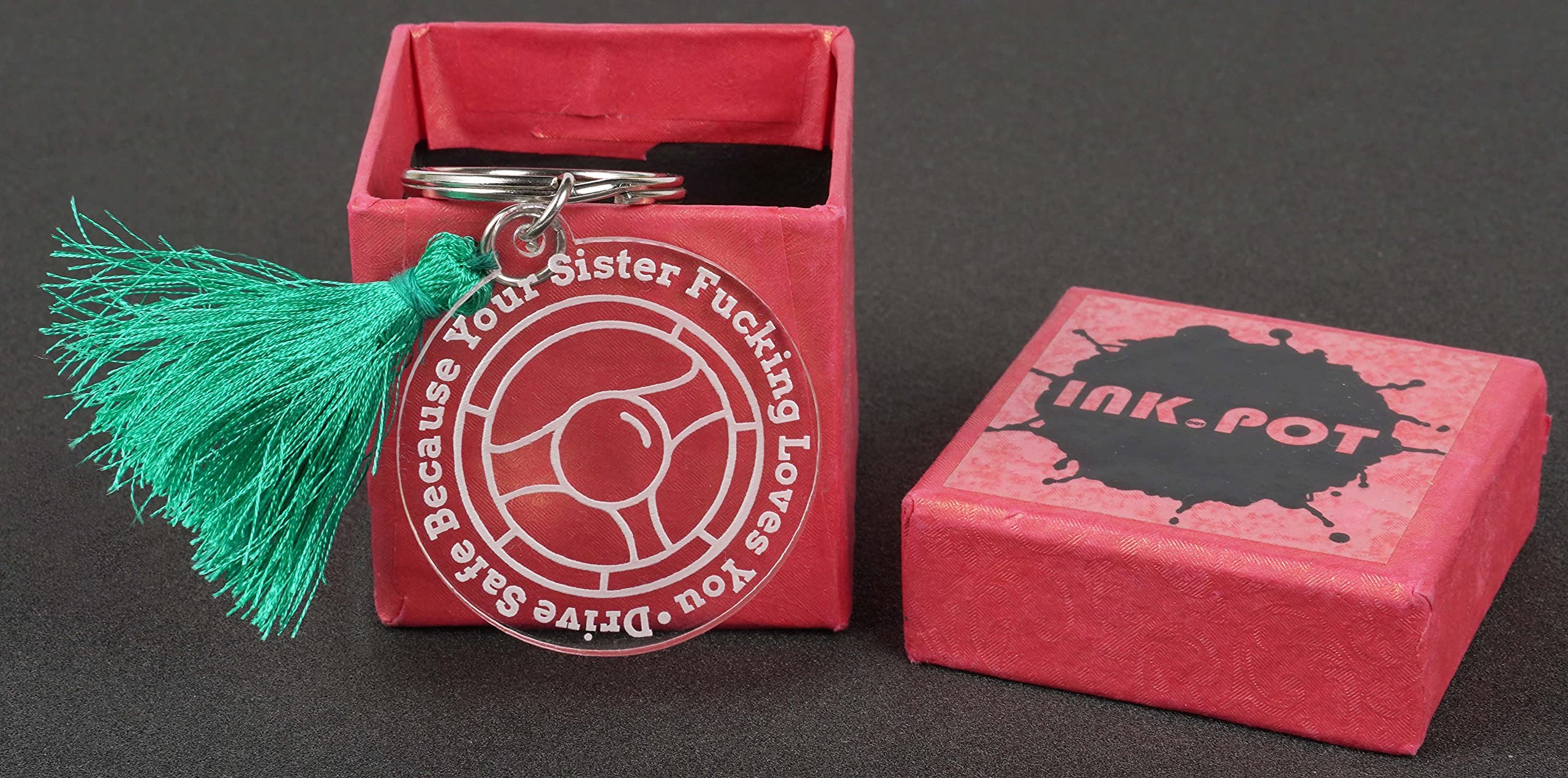 Funny Drive Safe Keychain - Acrylic Engraved 'Because Your Sister F*cking Loves You' - Unique Gift for Brother - Perfect for Car Keys, House Keys & Birthday Presents