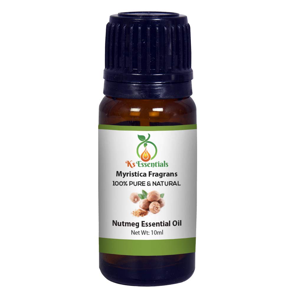 Ks Essentials 100% Pure Nutmeg Essential Oil (Myristica fragrans) - Natural Therapeutic Grade, 10ml - Aromatherapy, Massage & DIY Skincare