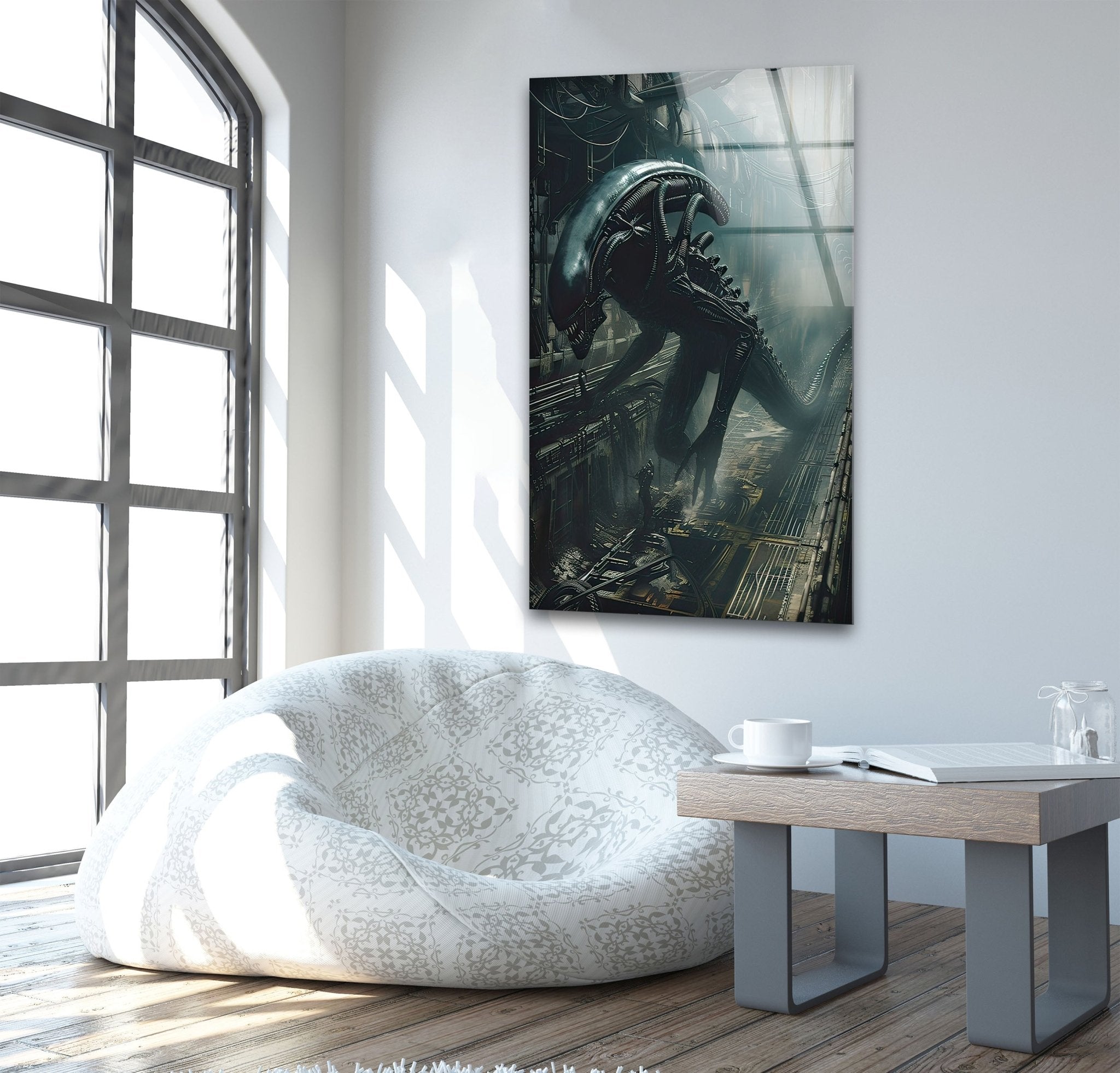 Alien Glass Wall Art - Modern Abstract Home Decor for Living Room, Bedroom & Office - Unique Handcrafted Glass Artwork for Sci-Fi & Space Enthusiasts
